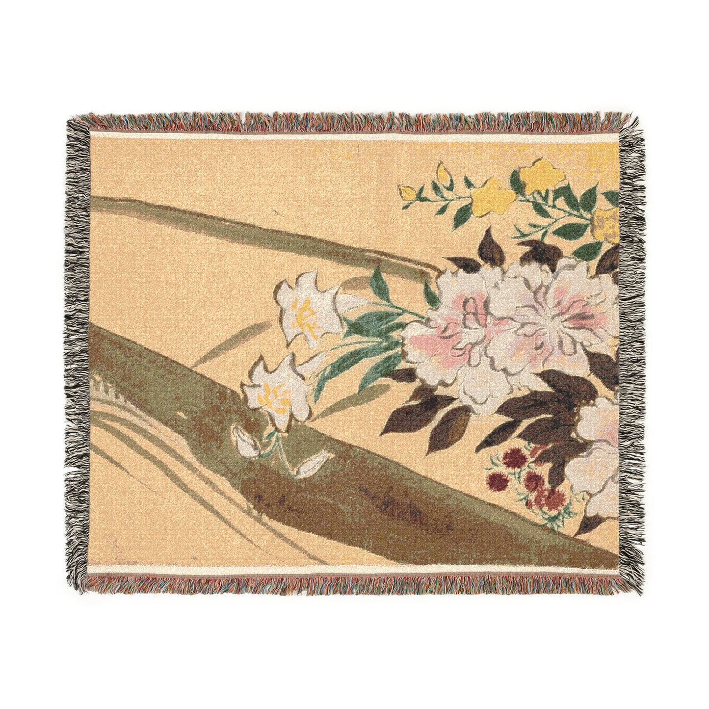 Flowers of a Hundred Worlds (Momoyogusa): Flower boat (Hanabune) Woven Throw Blanket