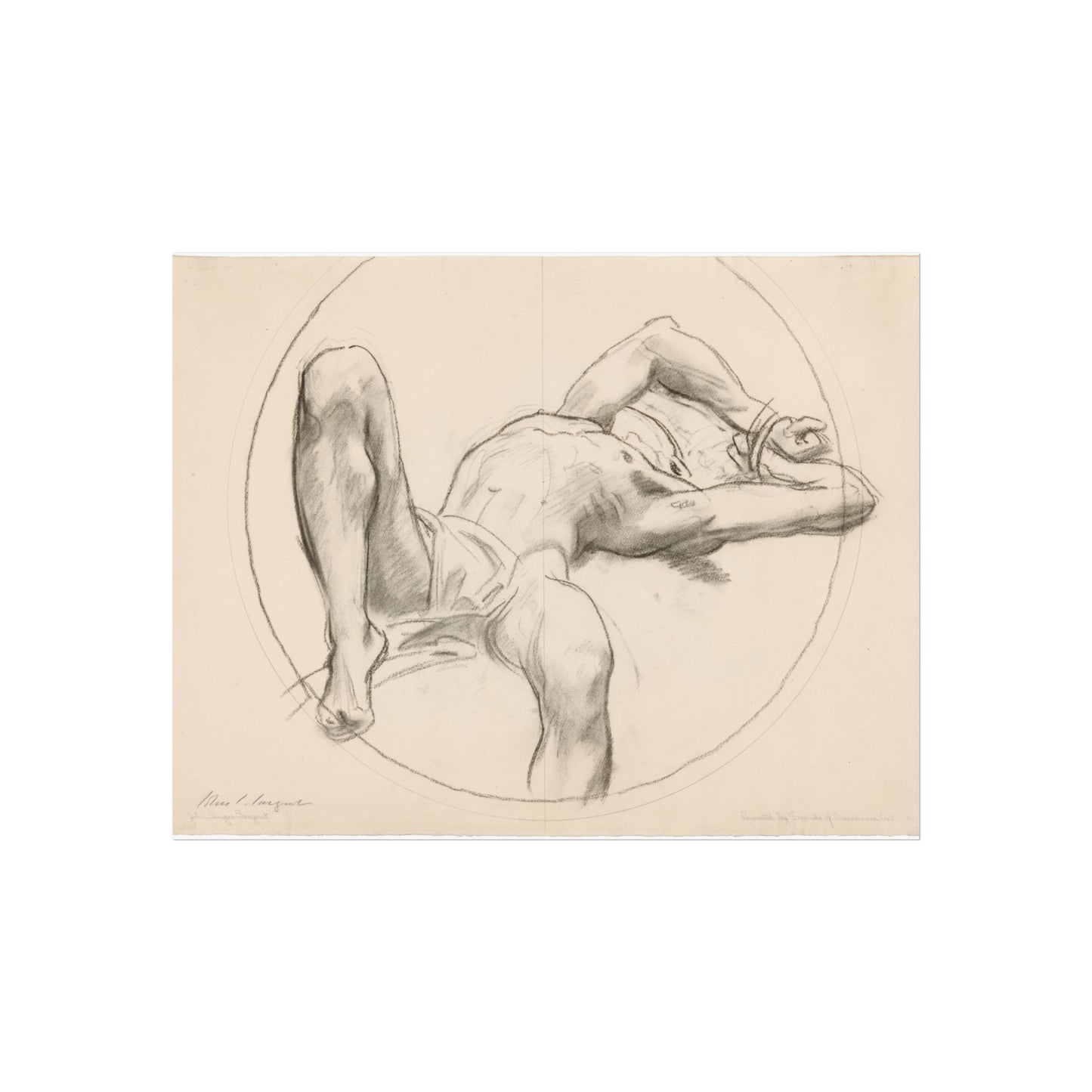John Singer Sargent - Bound Man (recto); Sketch of Bound Man (verso) | Fine Art Poster