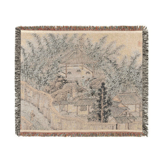 Bamboo Pavilion Tiger Hill Tapestry Blanket