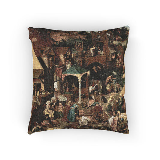 Netherlandish Proverbs — Pieter Bruegel the Elder Woven Pillow
