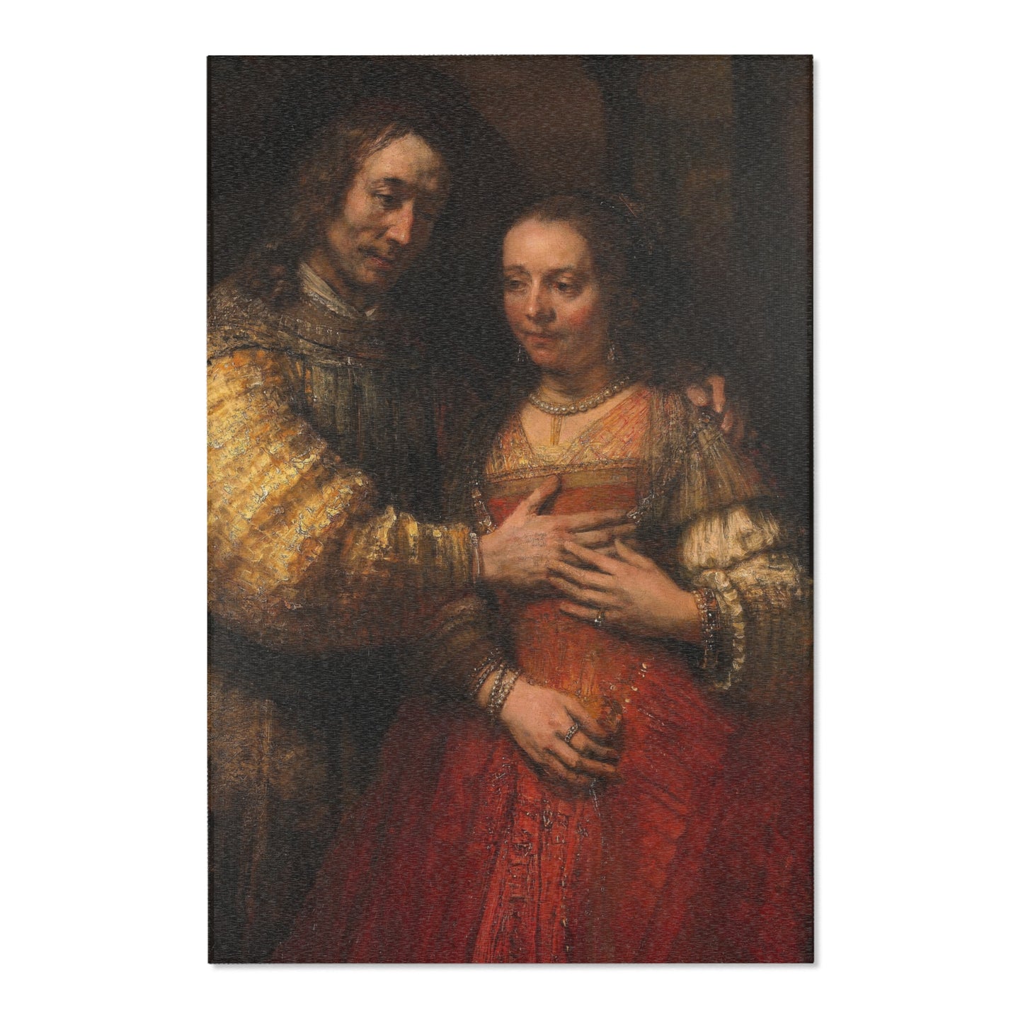 Rembrandt Harmensz. van Rijn - Portret van een paar als oudtestamentische figuren, genaamd 'Het Joodse bruidje' - Google | Area Rug