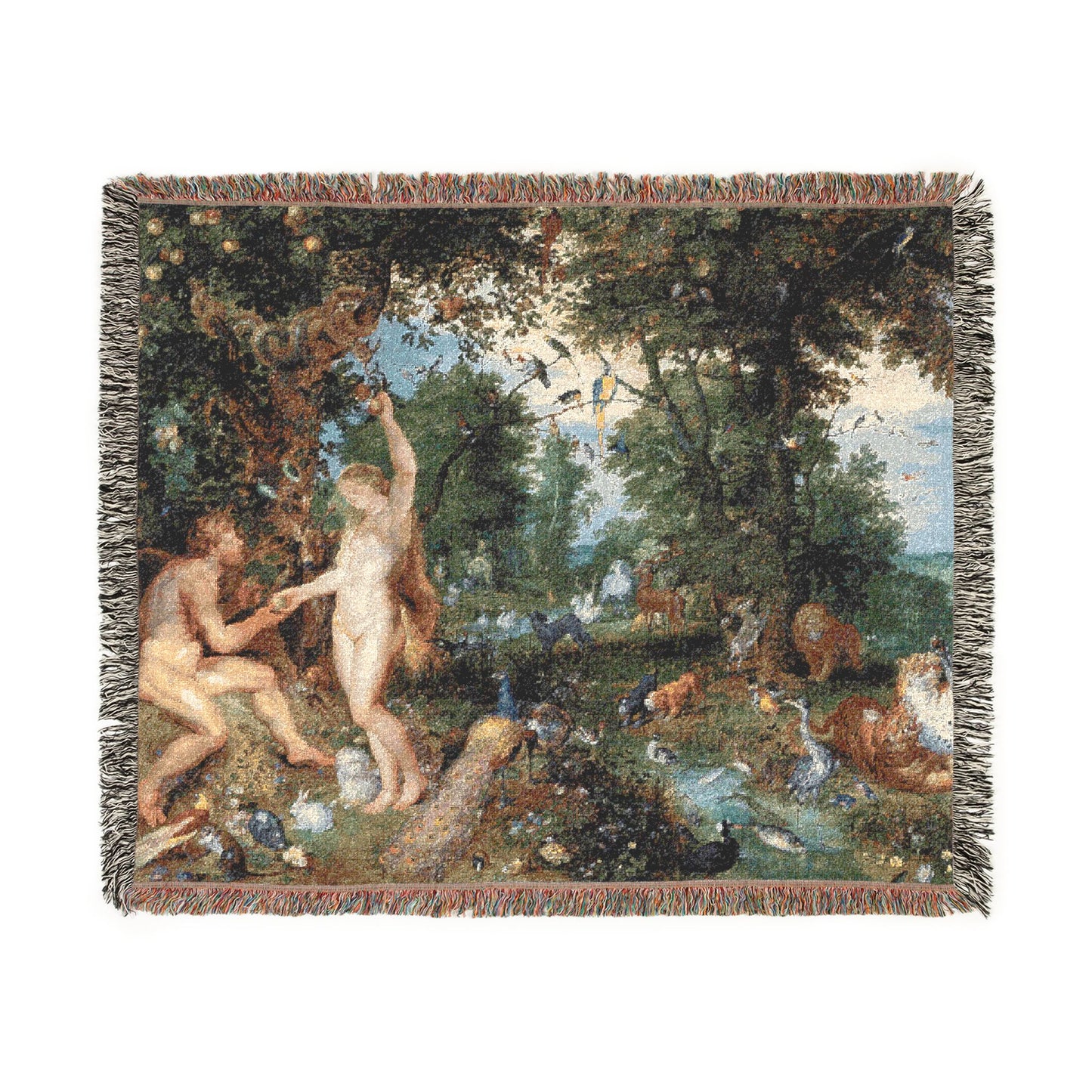 Jan Brueghel de Oude en Peter Paul Rubens - Het aards paradijs met de zondeval van Adam en Eva | Woven Tapestry Blanket
