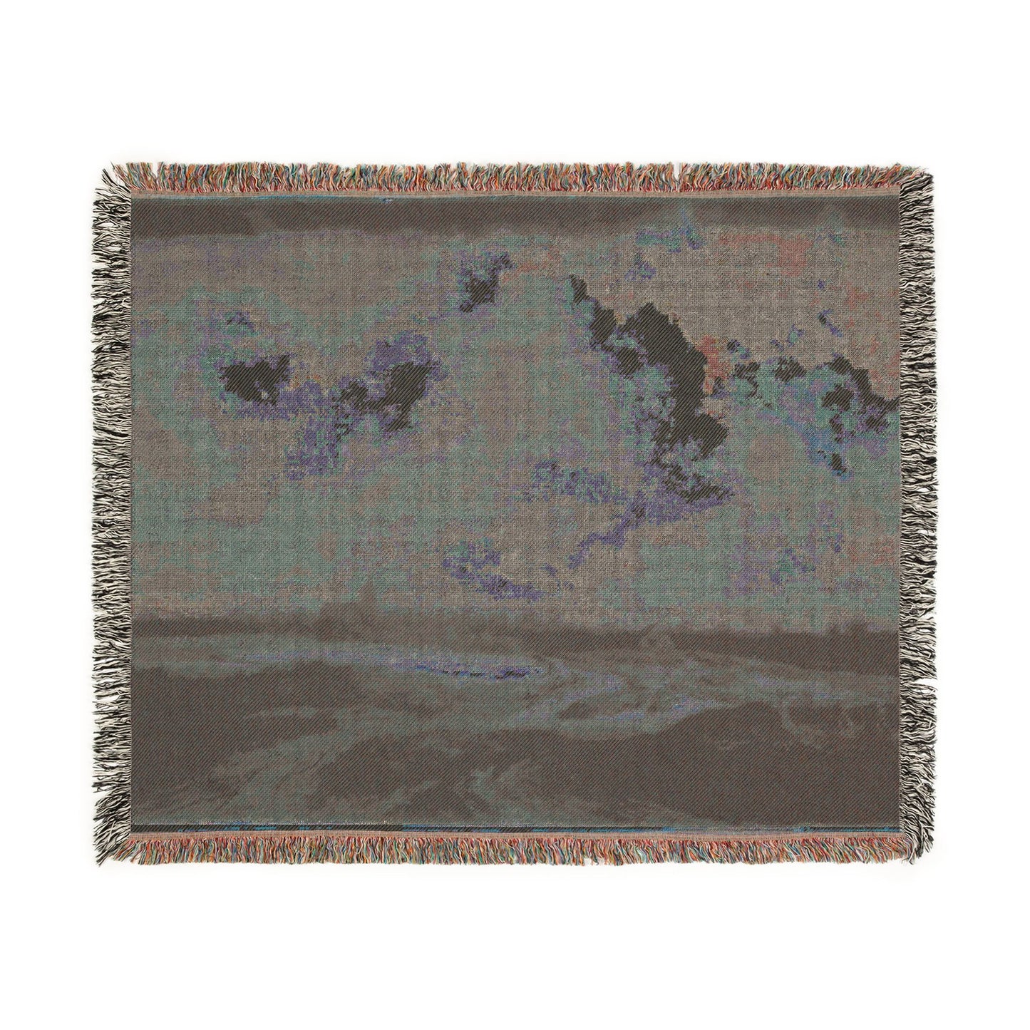 Dresden, Gemäldegalerie Alte Meister, Jacob van Ruisdael, ein Walddorf hinter Dünen | Woven Tapestry Blanket