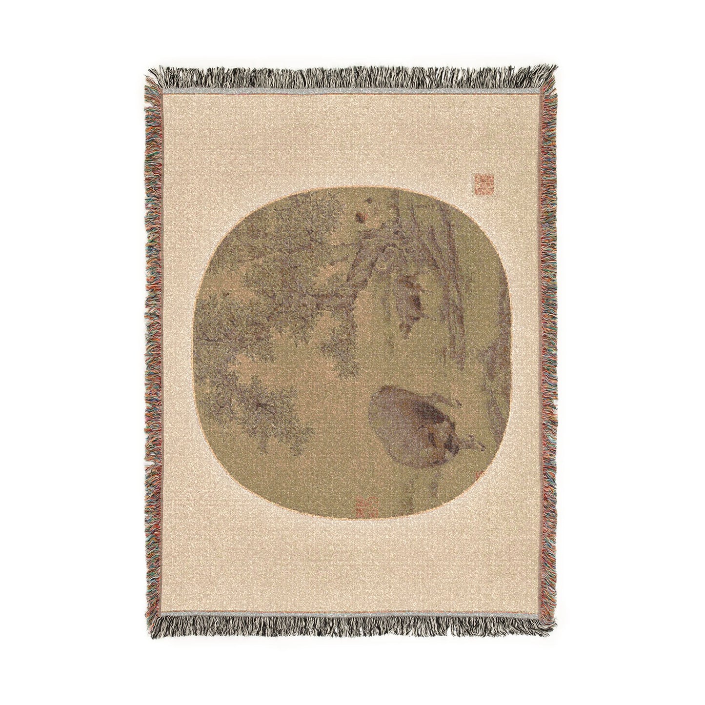 101_man-buffalo-and-calf | Woven Tapestry Blanket