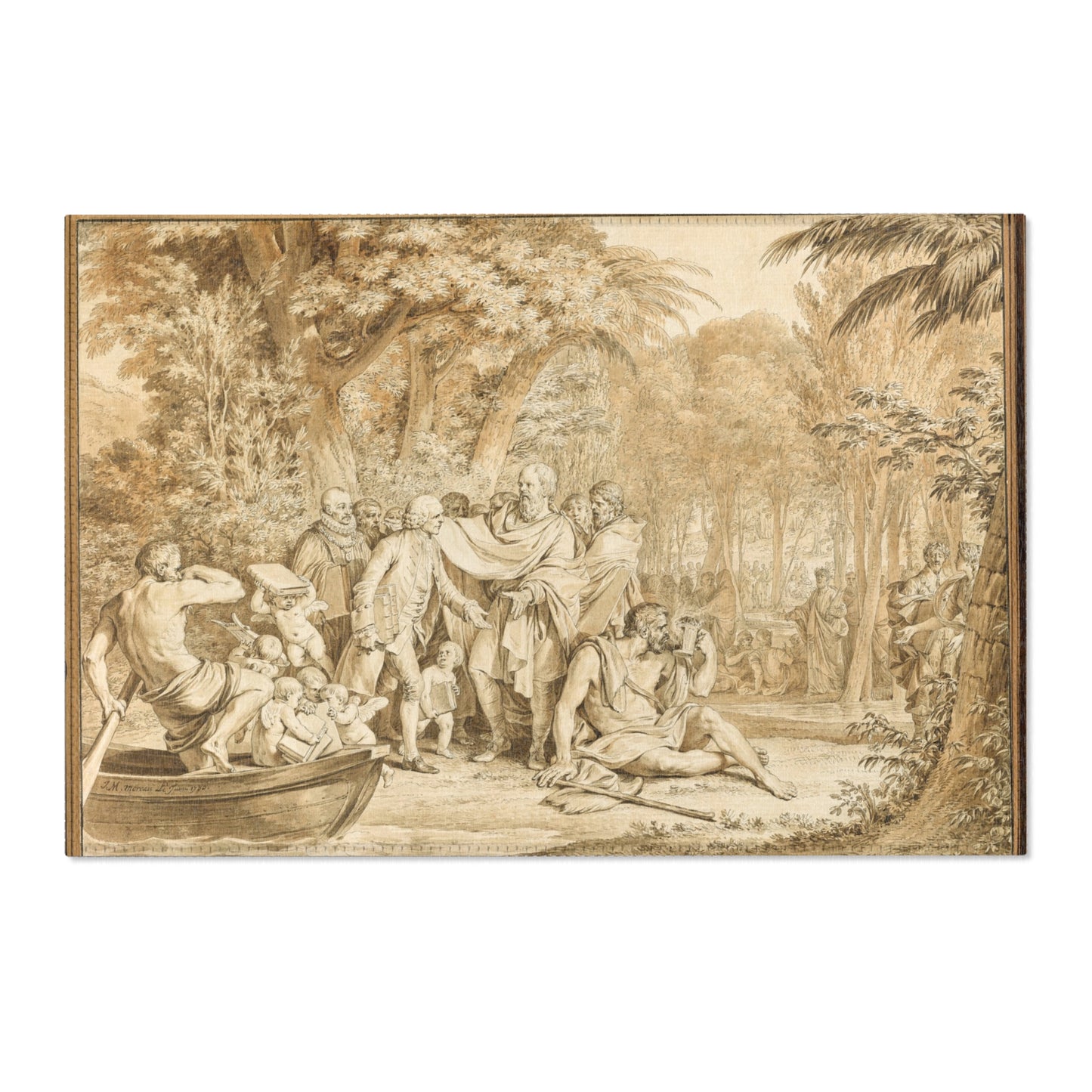 Jean Michel Moreau - The Arrival of Jean-Jacques Rousseau to the Champs-Élysées | Area Rug