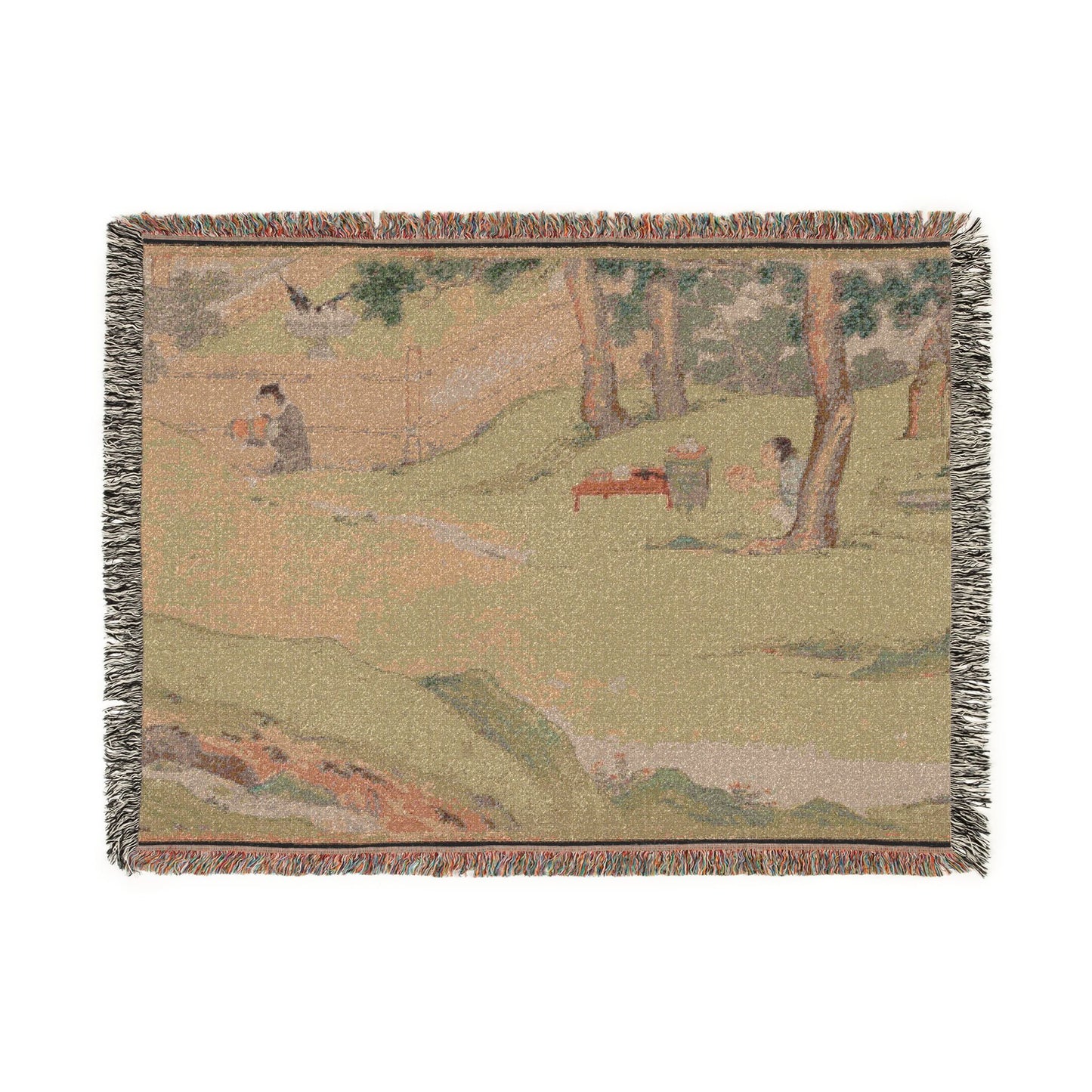081_zhao-mengfu-writing-the-heart-sutra-in-excha | Woven Tapestry Blanket