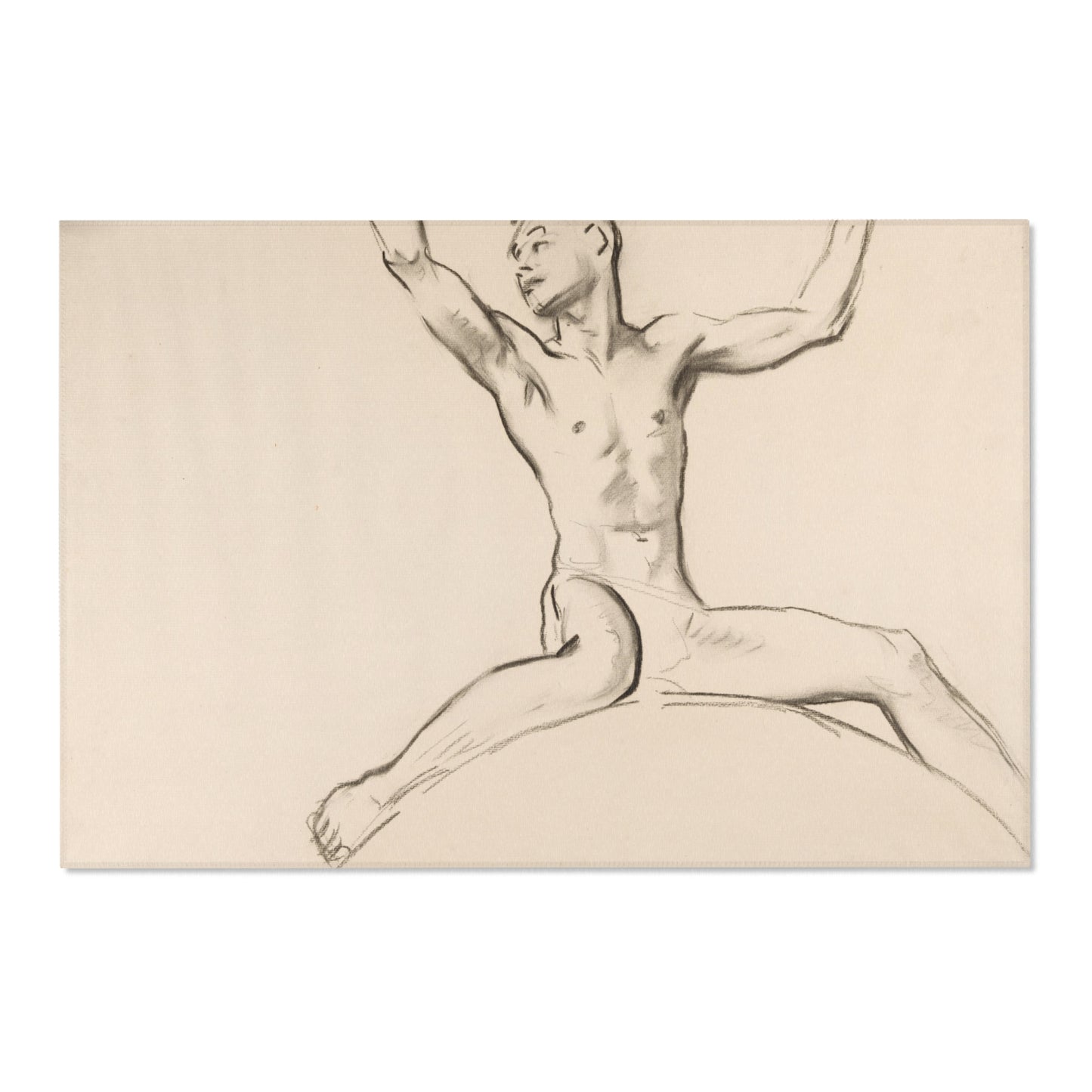 John Singer Sargent - Seated Male Nude, Arms Uplifted | Area Rug