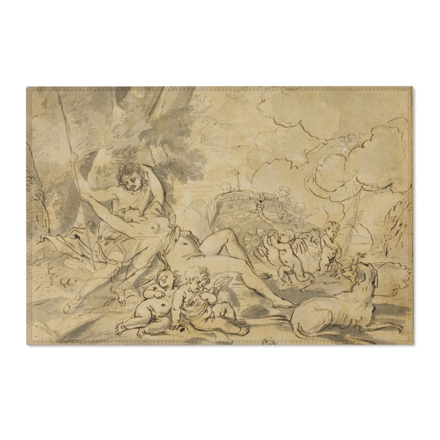 Nicolas Poussin - Figures, Chariot and Dog | Area Rug