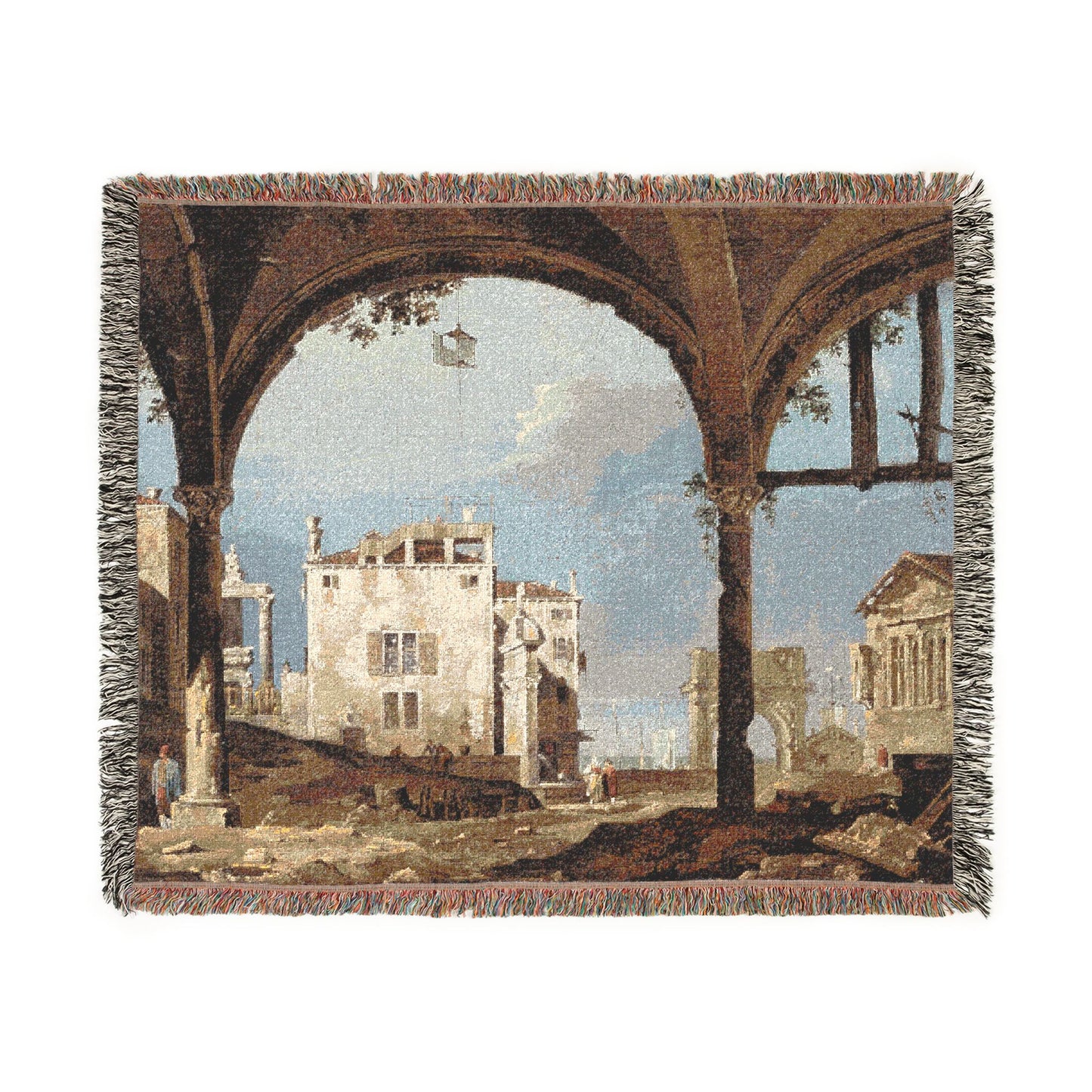 Follower of Canaletto - Portico with a Lantern | Woven Tapestry Blanket
