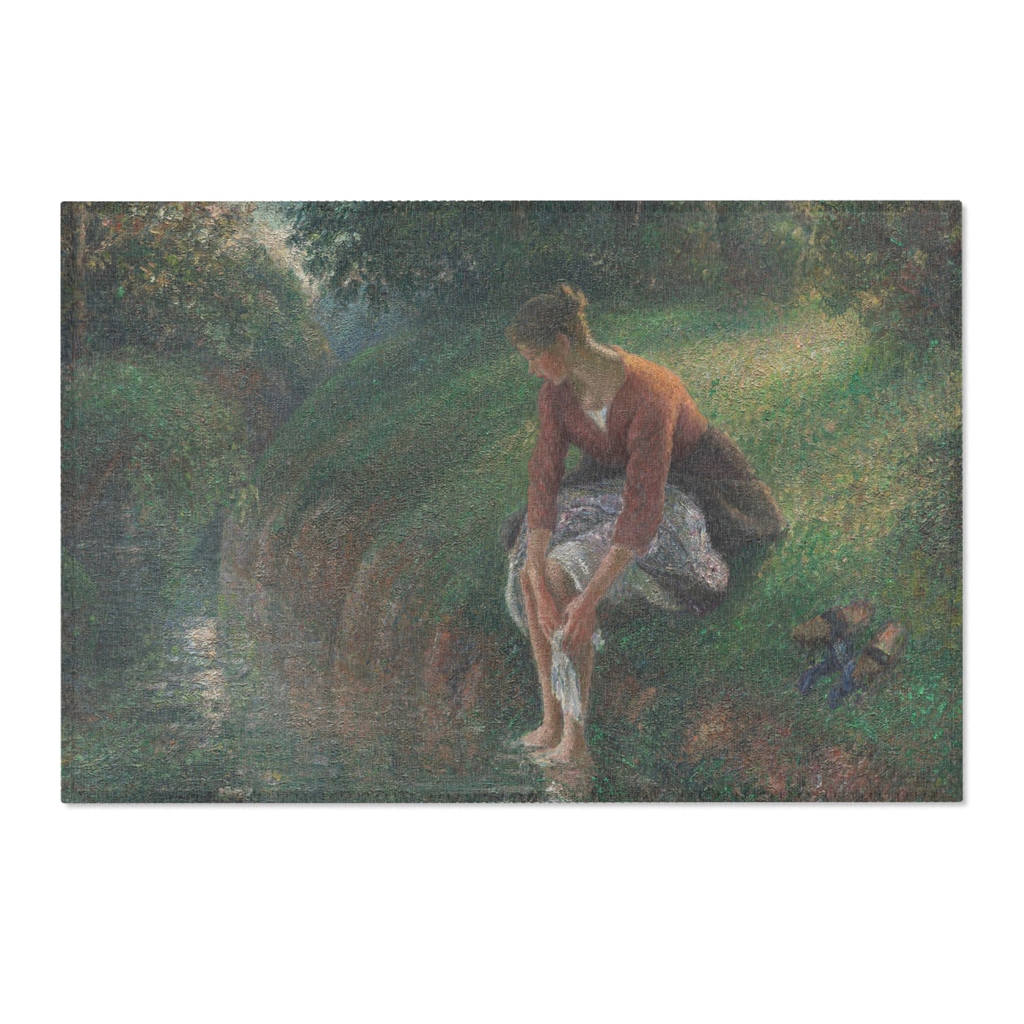 Camille Pissarro - Woman Bathing Her Feet in a Brook | Area Rug