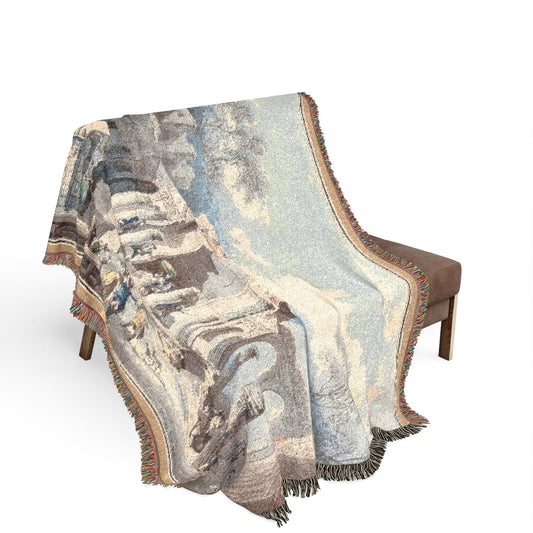 The Temple of Isis at Pompeii Woven Throw Blanket