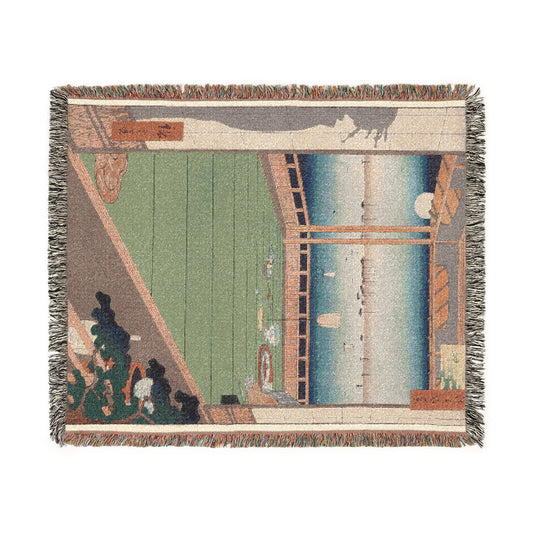The Moon-Viewing Promontory, from One Hundred Views of Famous Places in Edo Woven Throw Blanket
