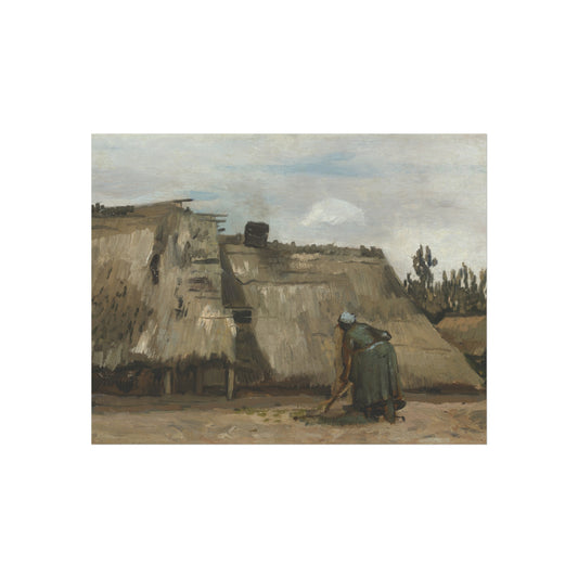 A Peasant Woman Digging in Front of Her Cottage — Vincent van Gogh Fine Art Poster