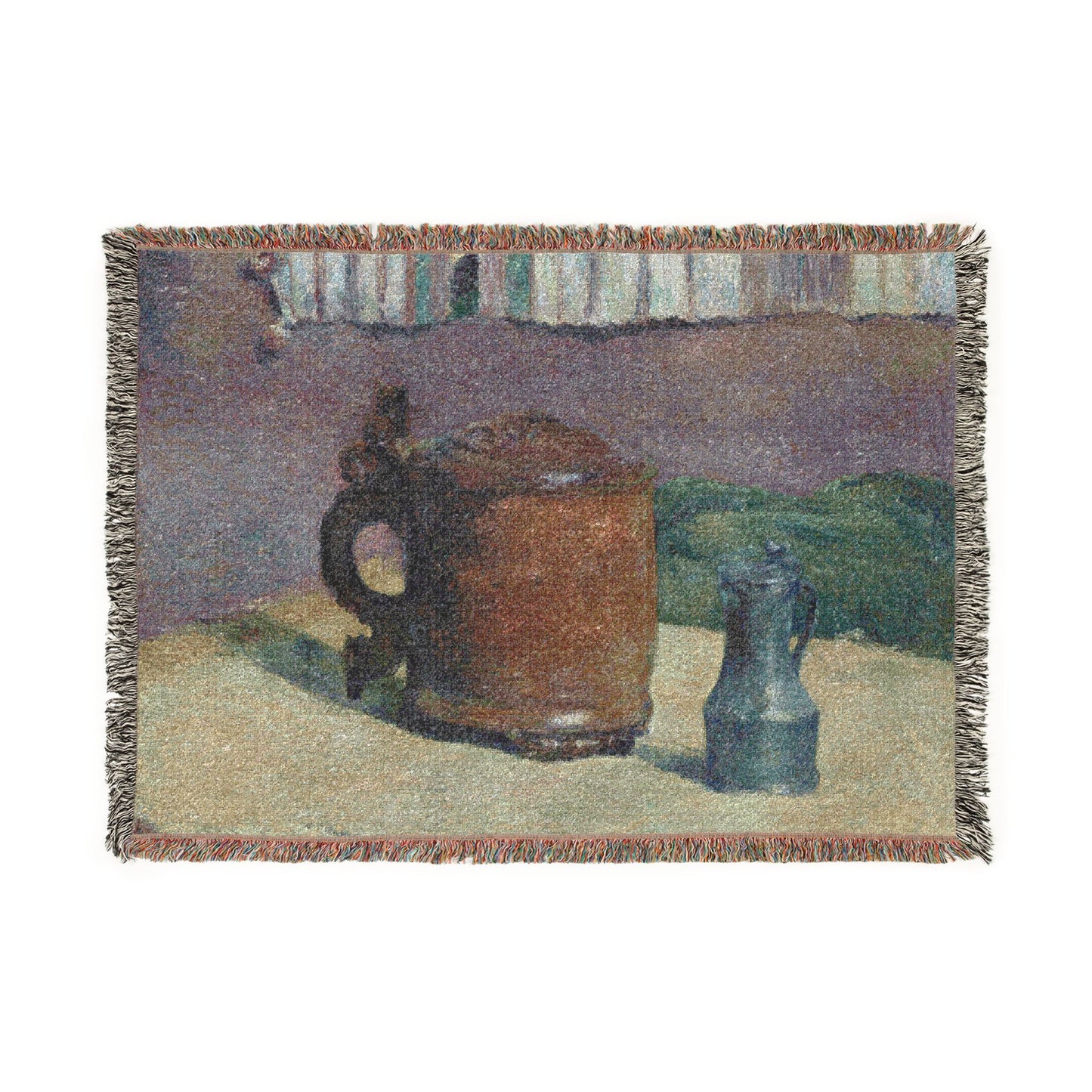 Paul Gauguin - Still Life Wood Tankard and Metal Pitcher | Woven Tapestry Blanket