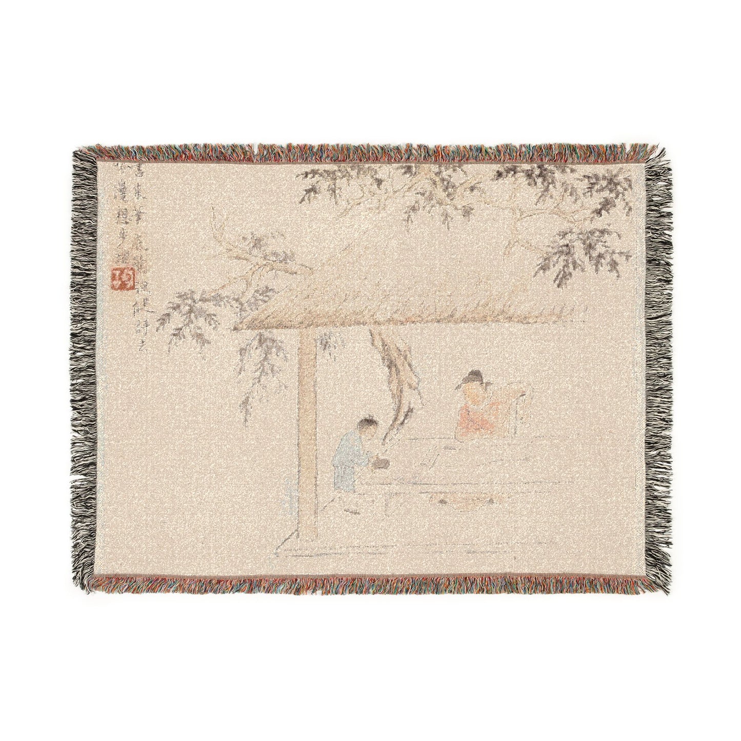 118_a-scholar-at-a-table-with-a-servant | Woven Tapestry Blanket