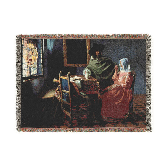 The Glass of Wine — Vermeer Tapestry Blanket