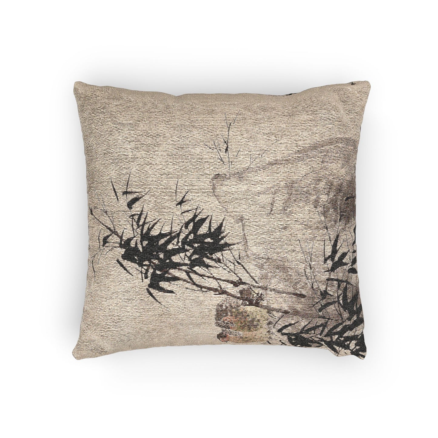 Partridges and Bamboo Woven Pillow