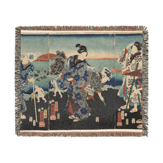 Splendid View at Futamigaura Bay Woven Throw Blanket