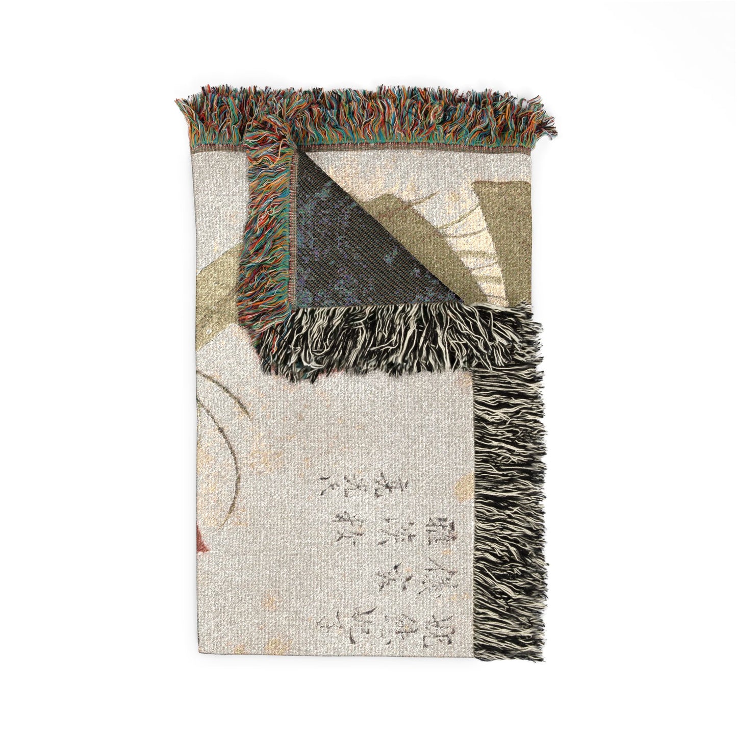 Bird on Lotus Woven Throw Blanket