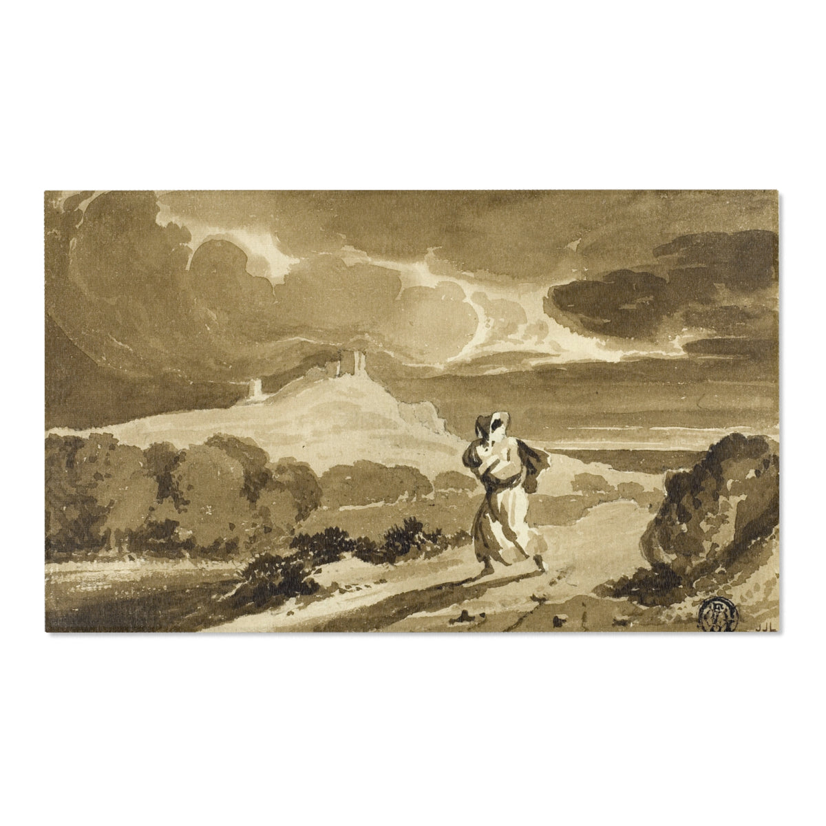 Woman with Baby Fleeing Across Moors — Constable Area Rug