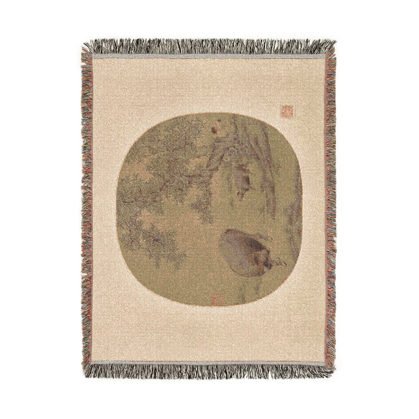 101_man-buffalo-and-calf | Woven Tapestry Blanket