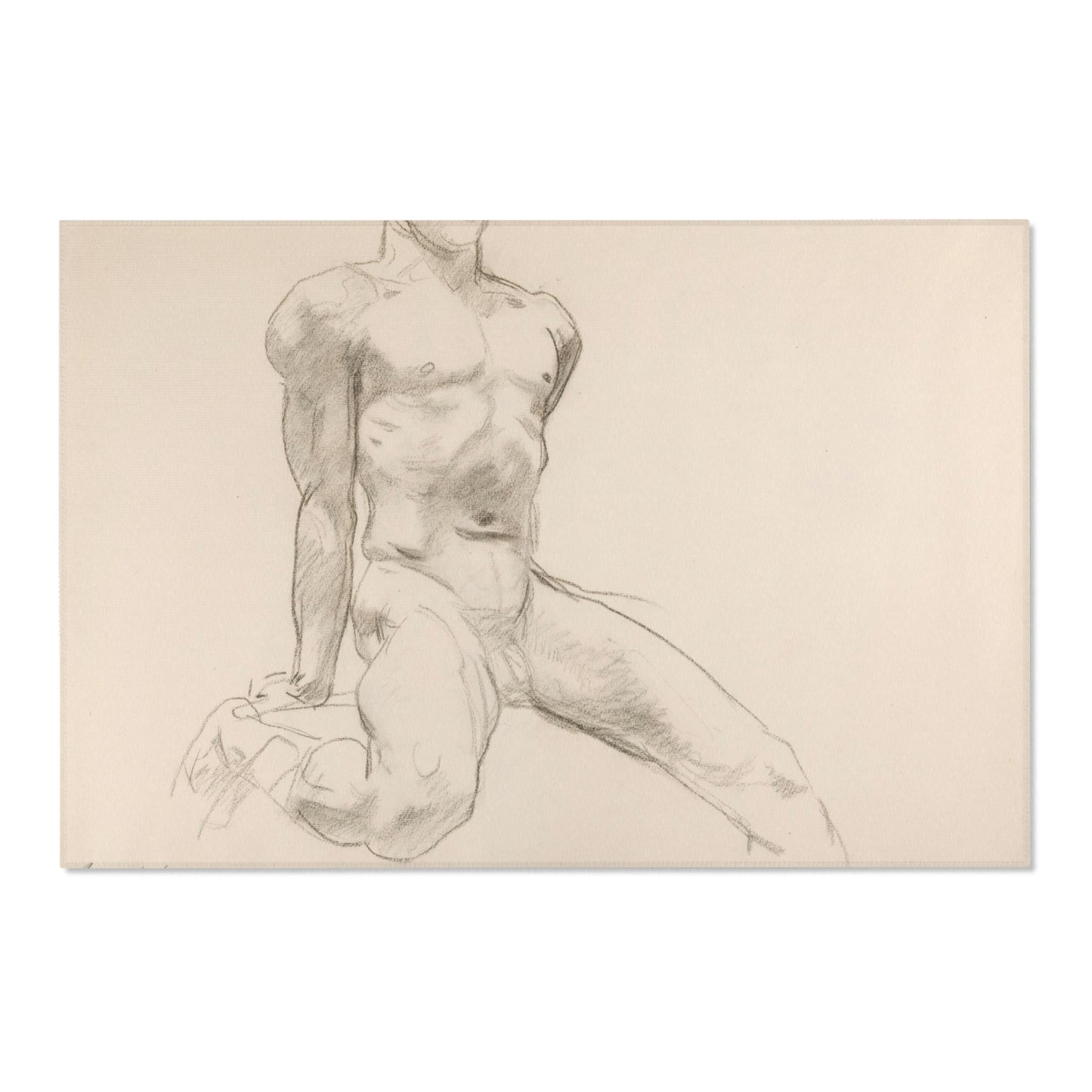 John Singer Sargent - Seated Male Nude with Extended Leg (recto); Sketch of Kneeling Male Nude and Divided Circle (verso | Area Rug