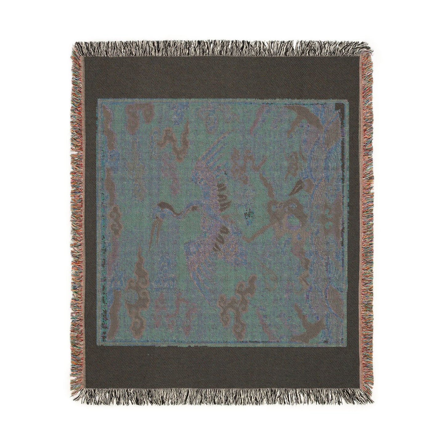 144_rank-badge-with-crane | Woven Tapestry Blanket