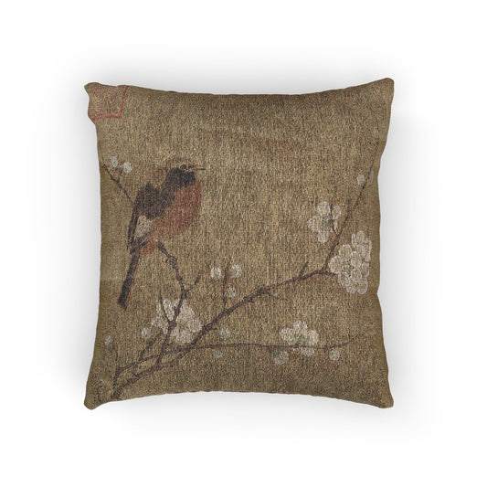 Bird on a Flowering Branch Pillow