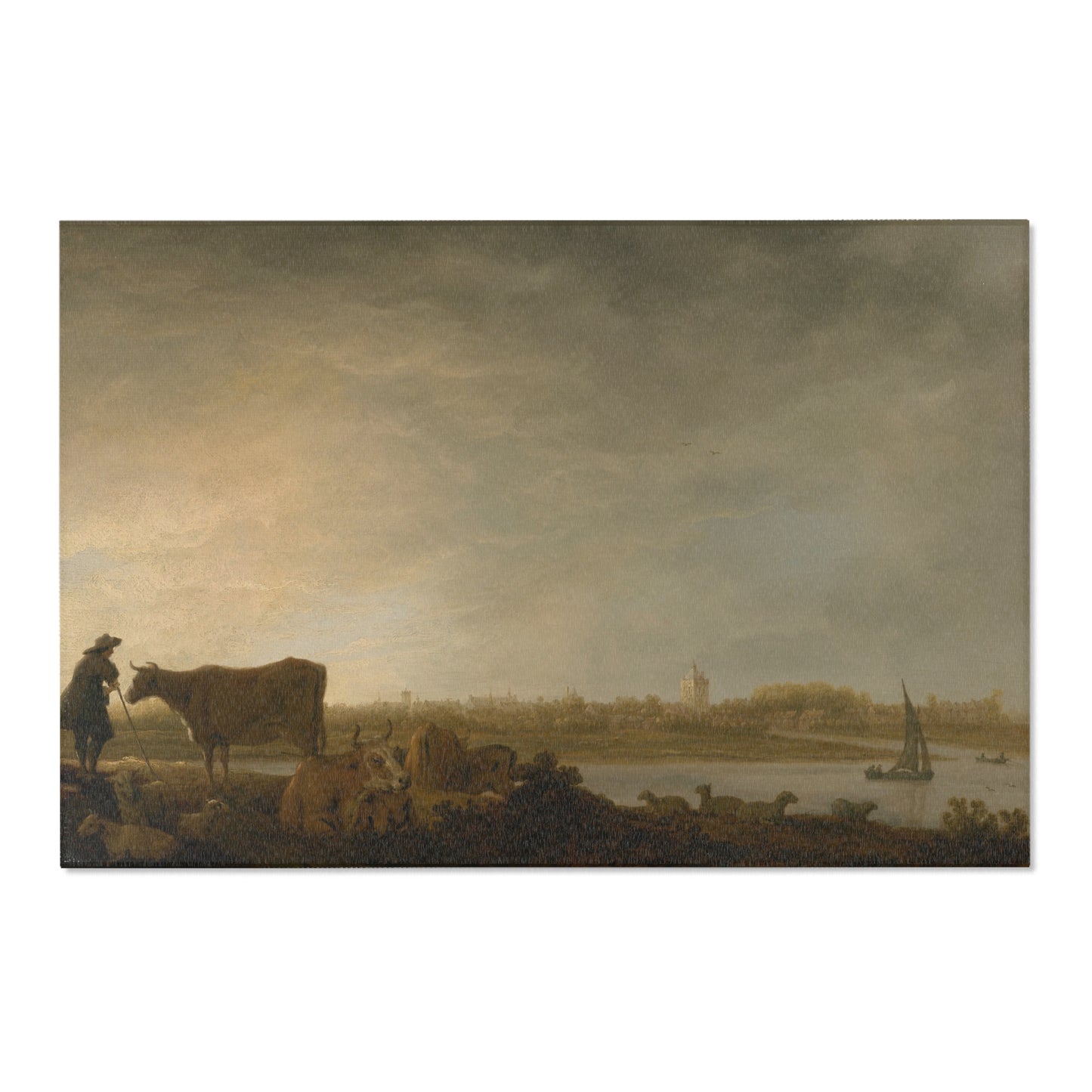 Aelbert Cuyp - A View of Vianen with a Herdsman and Cattle by a River | Area Rug