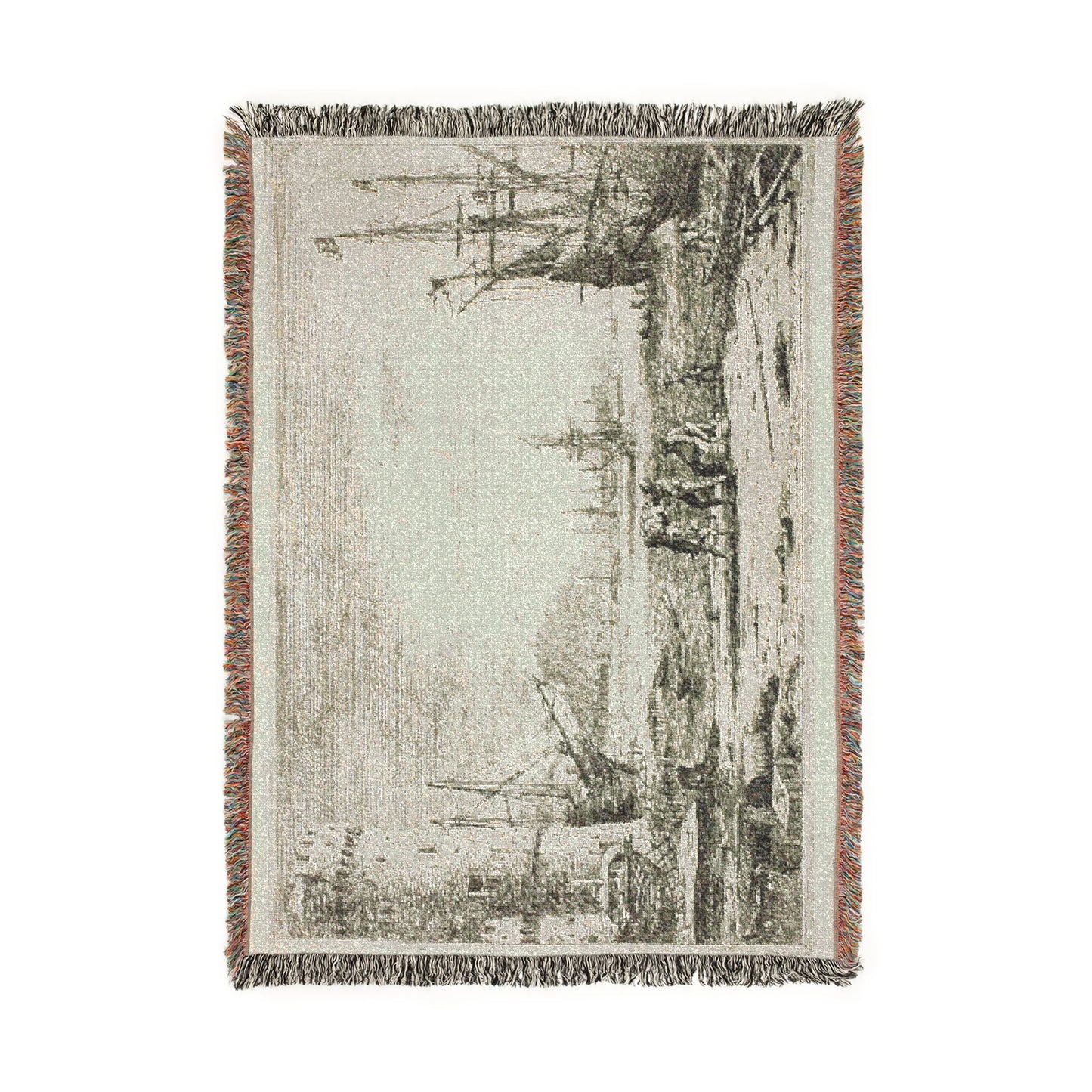 Claude Lorrain - Harbor with a Large Tower | Woven Tapestry Blanket