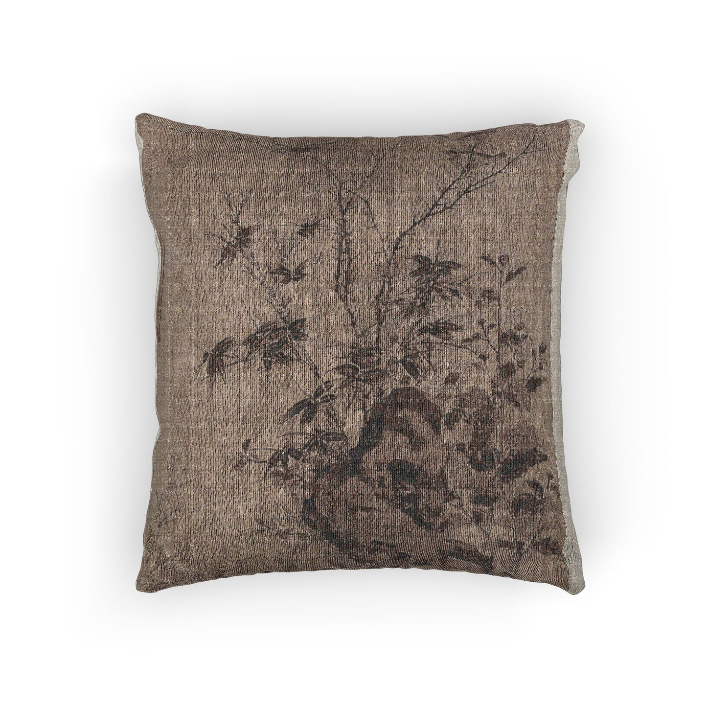 Quails and Sparrows in an Autumn Scene Woven Pillow