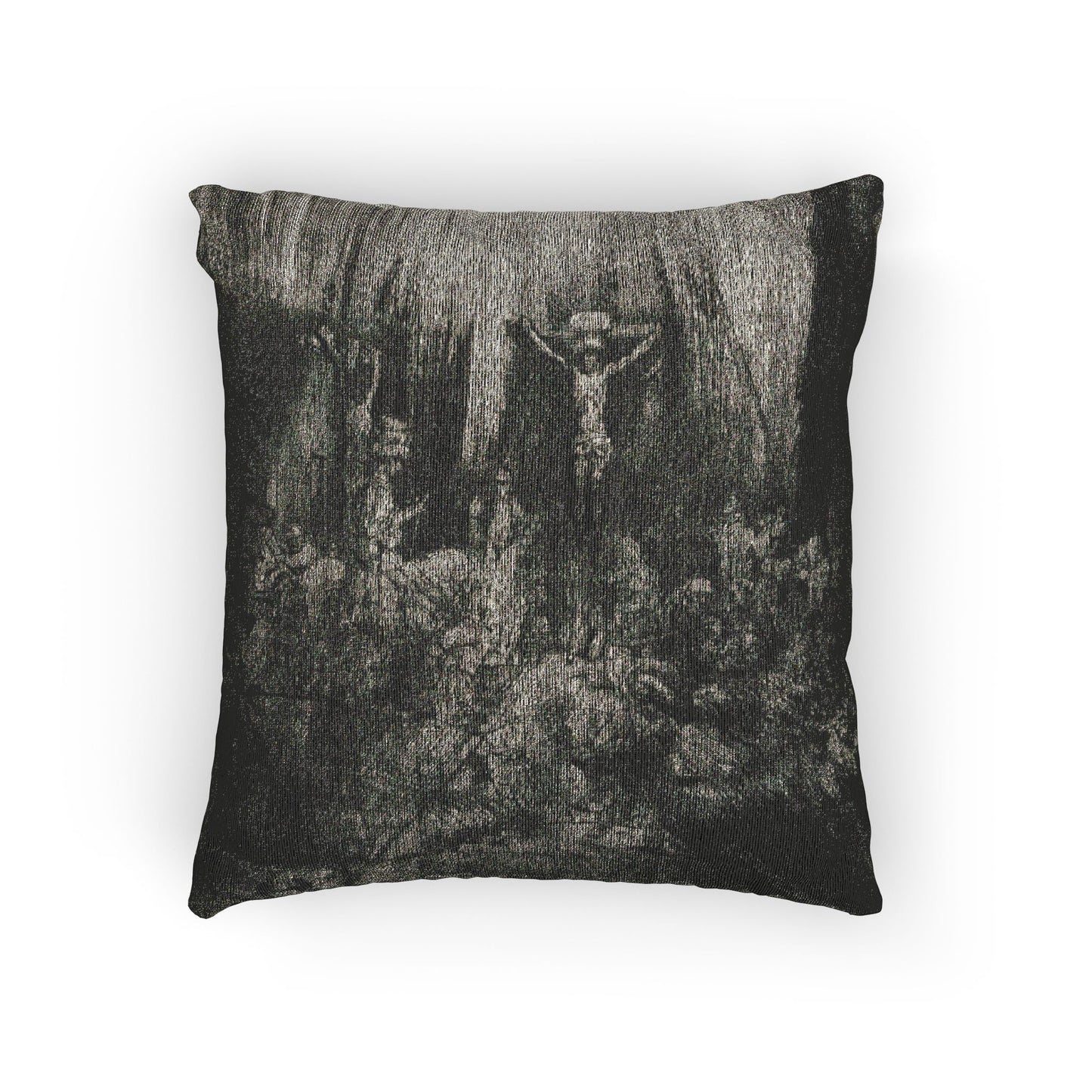 Rembrandt van Rijn - Christ Crucified between the Two Thieves The Three Crosses | Woven Pillow