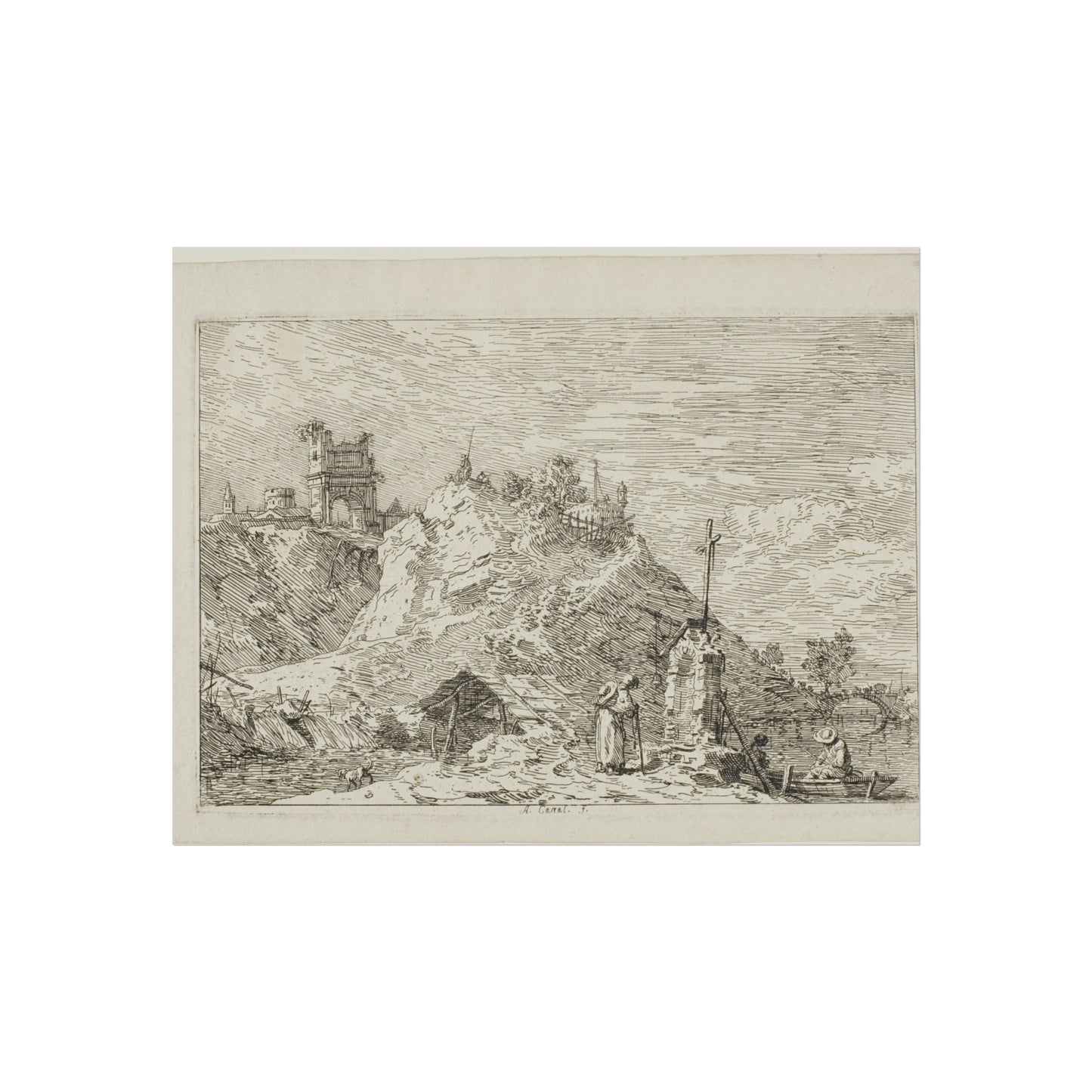 Canaletto - Landscape with the Pilgrim at Prayer, from Vedute | Fine Art Poster