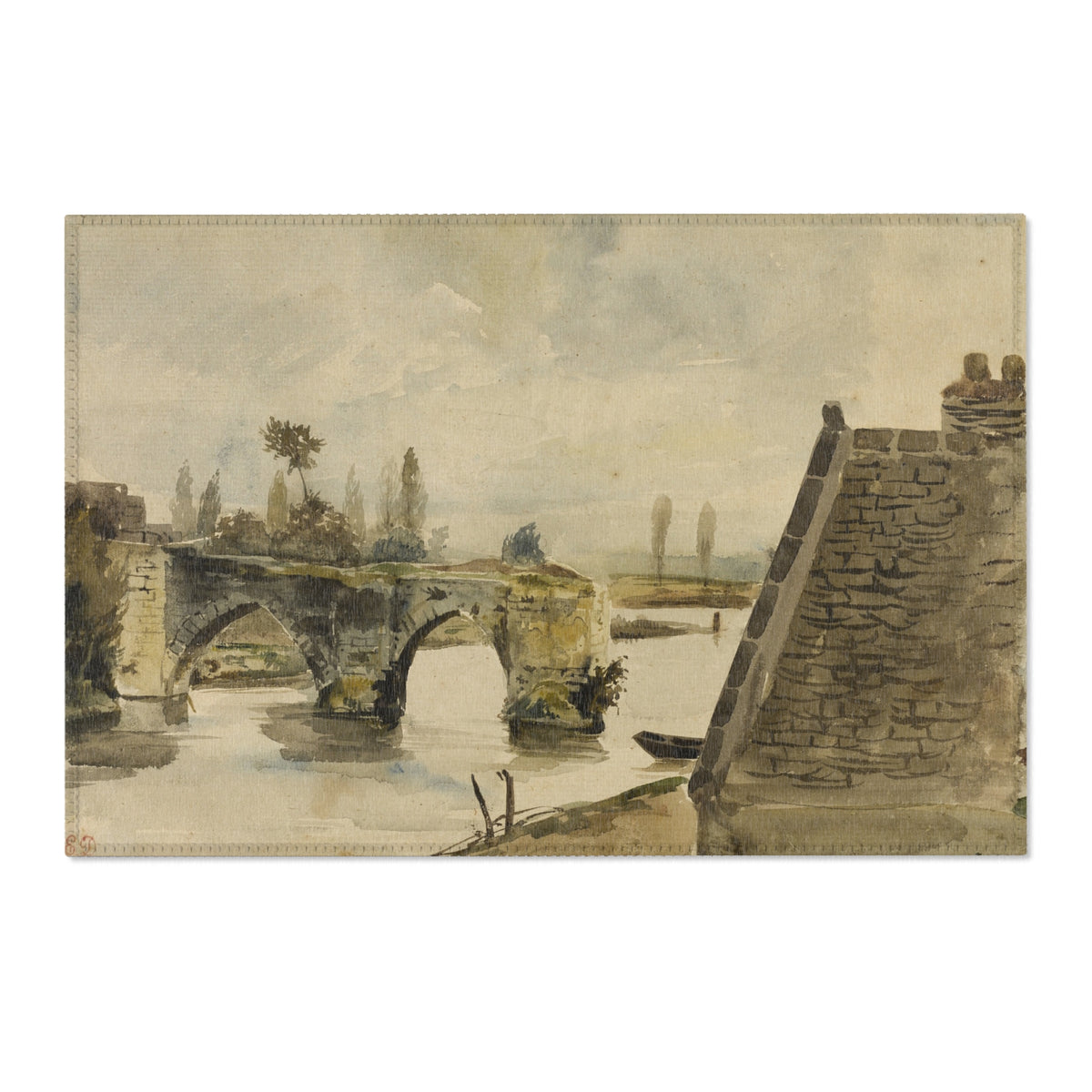The Old Bridge at Mantes — Delacroix Area Rug