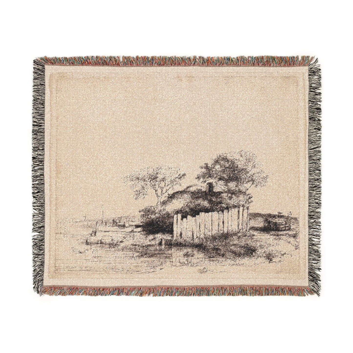 Rembrandt van Rijn - A Cottage with White Paling | Woven Tapestry Blanket