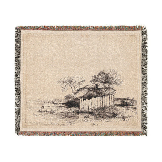 A Cottage with White Paling — Rembrandt Tapestry Blanket