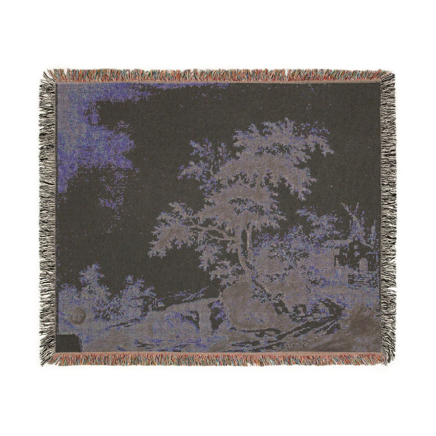 Jacob van Ruisdael - Landscape with Tree on Road to Buildings | Woven Tapestry Blanket