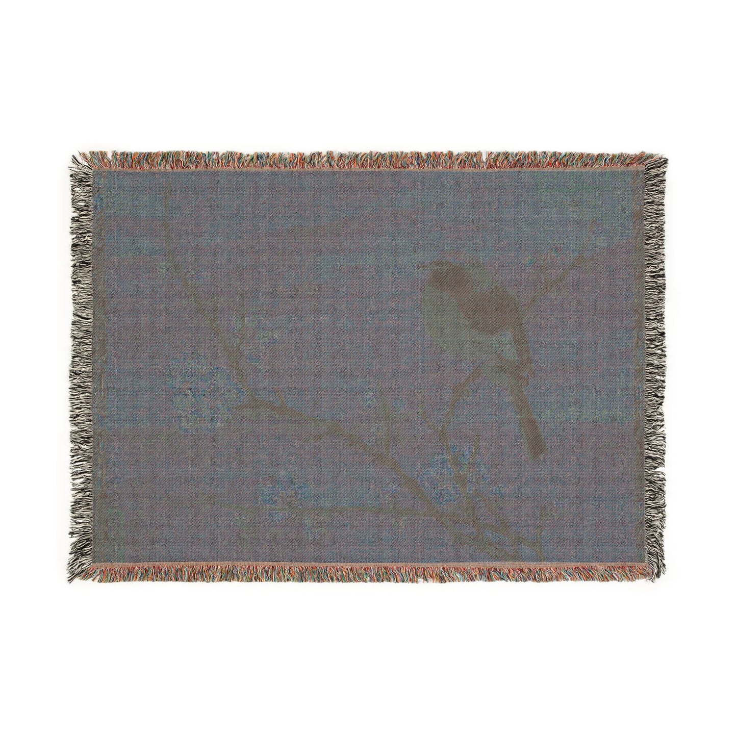 069_bird-on-a-flowering-branch | Woven Tapestry Blanket
