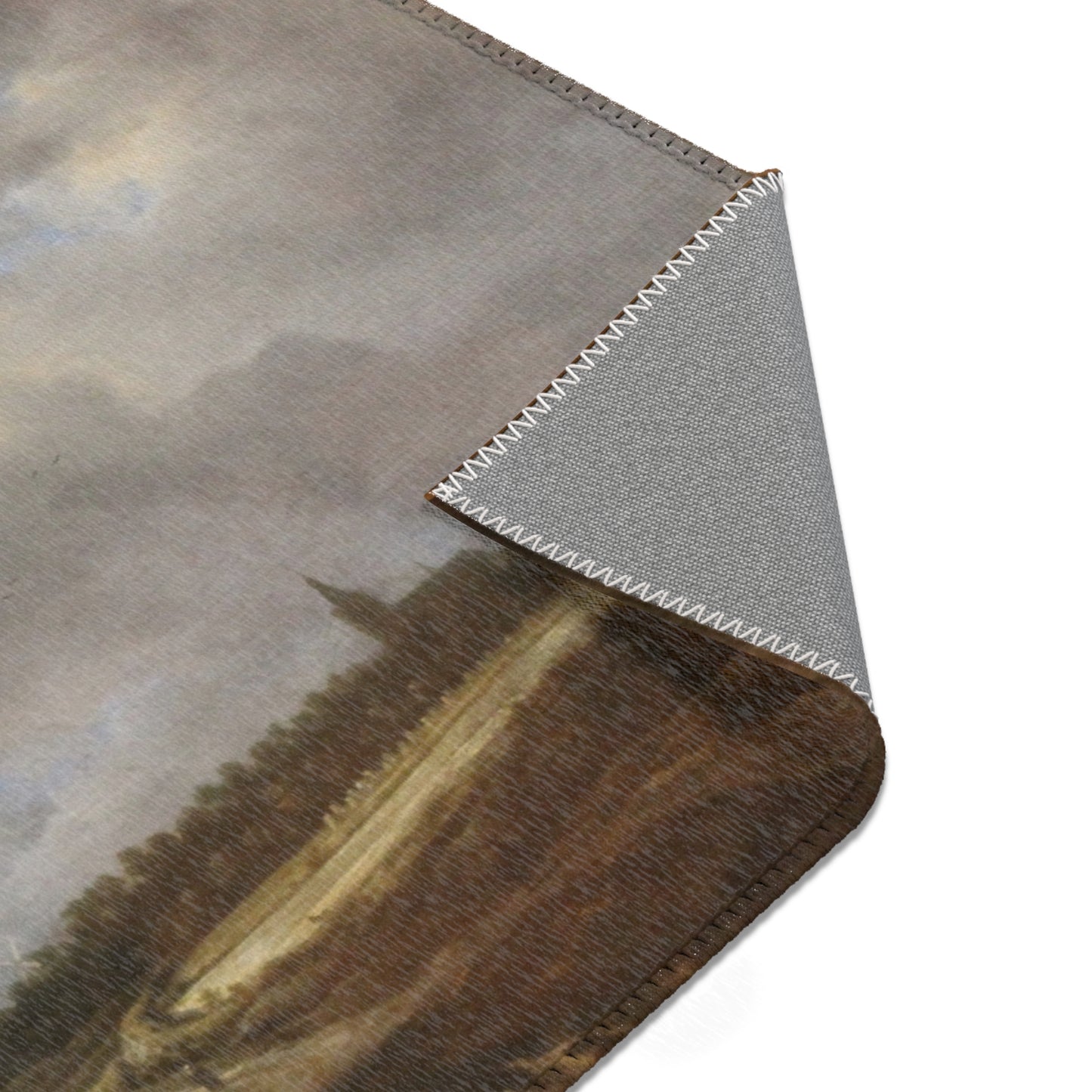 Dresden, Gemäldegalerie Alte Meister, Jacob van Ruisdael, ein Walddorf hinter Dünen | Area Rug