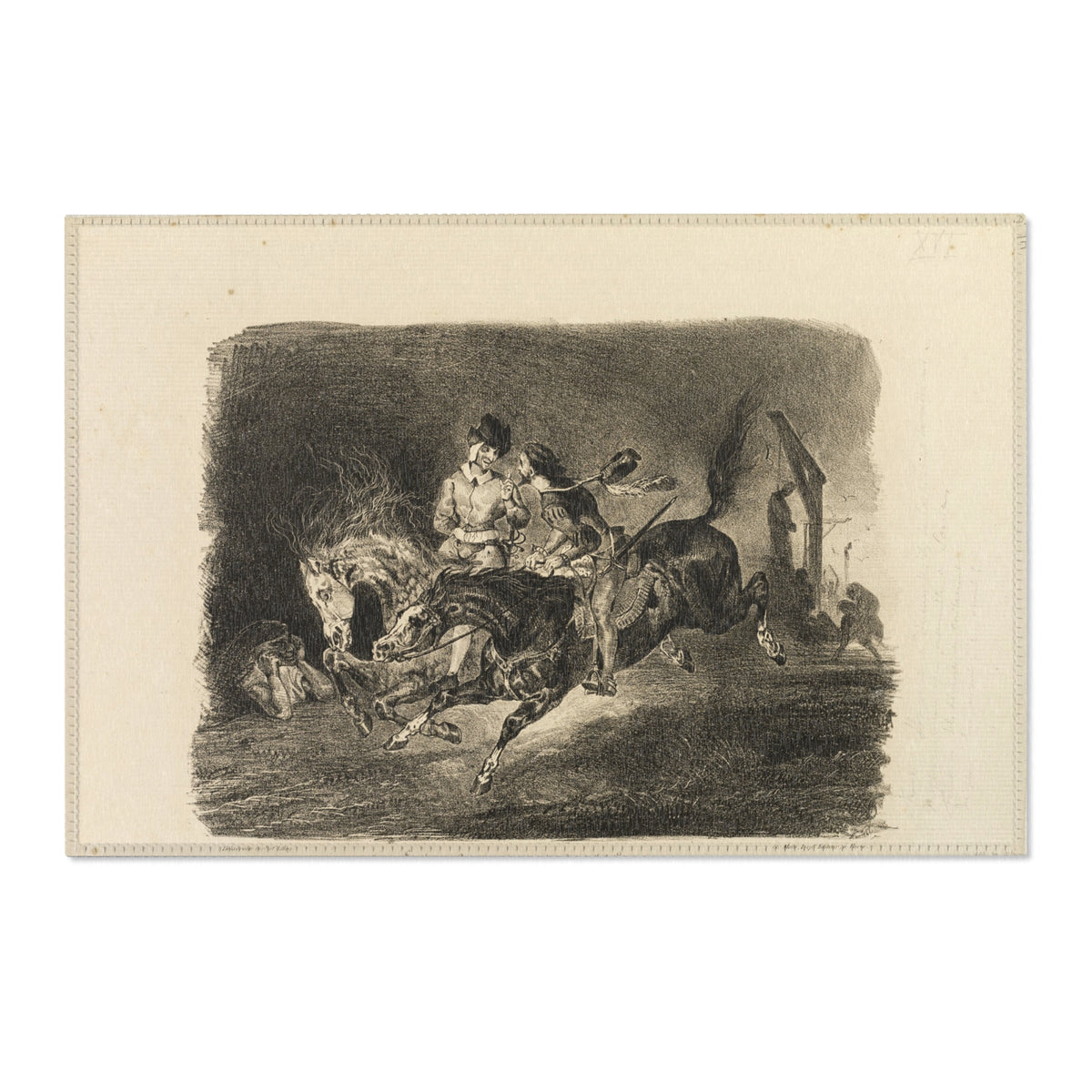 Faust and Mephistopheles Galloping Through — Delacroix Area Rug