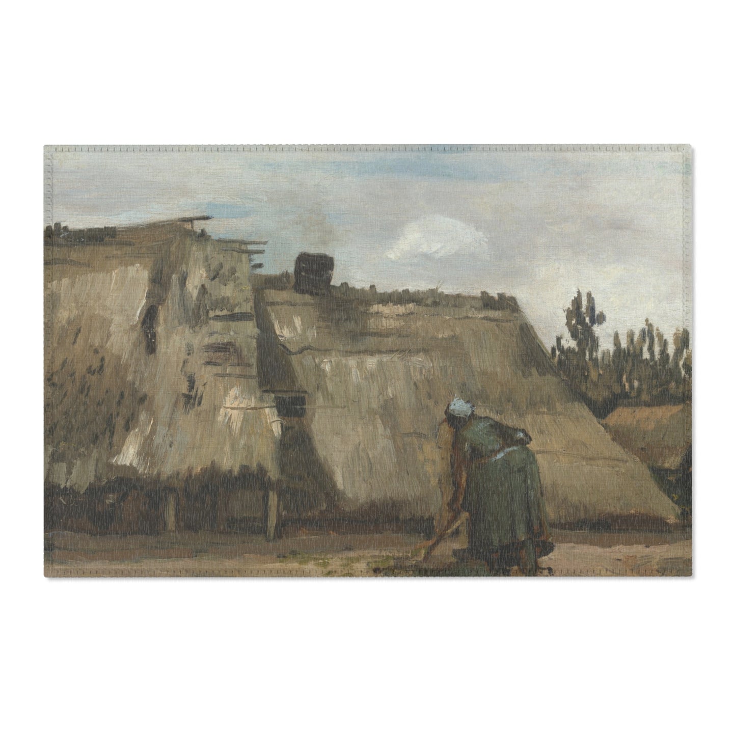 Vincent van Gogh - A Peasant Woman Digging in Front of Her Cottage | Area Rug