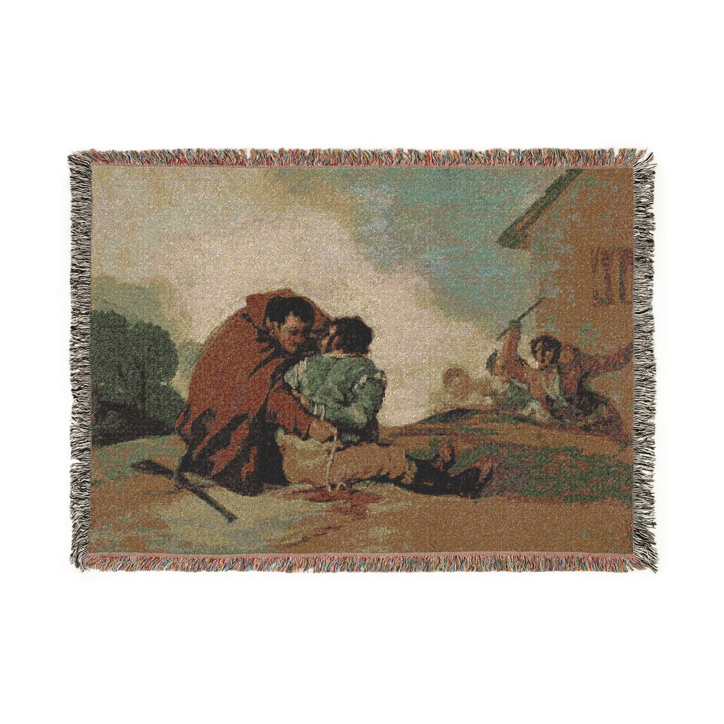 Francisco José de Goya y Lucientes - Friar Pedro Binds El Maragato with a Rope | Woven Tapestry Blanket