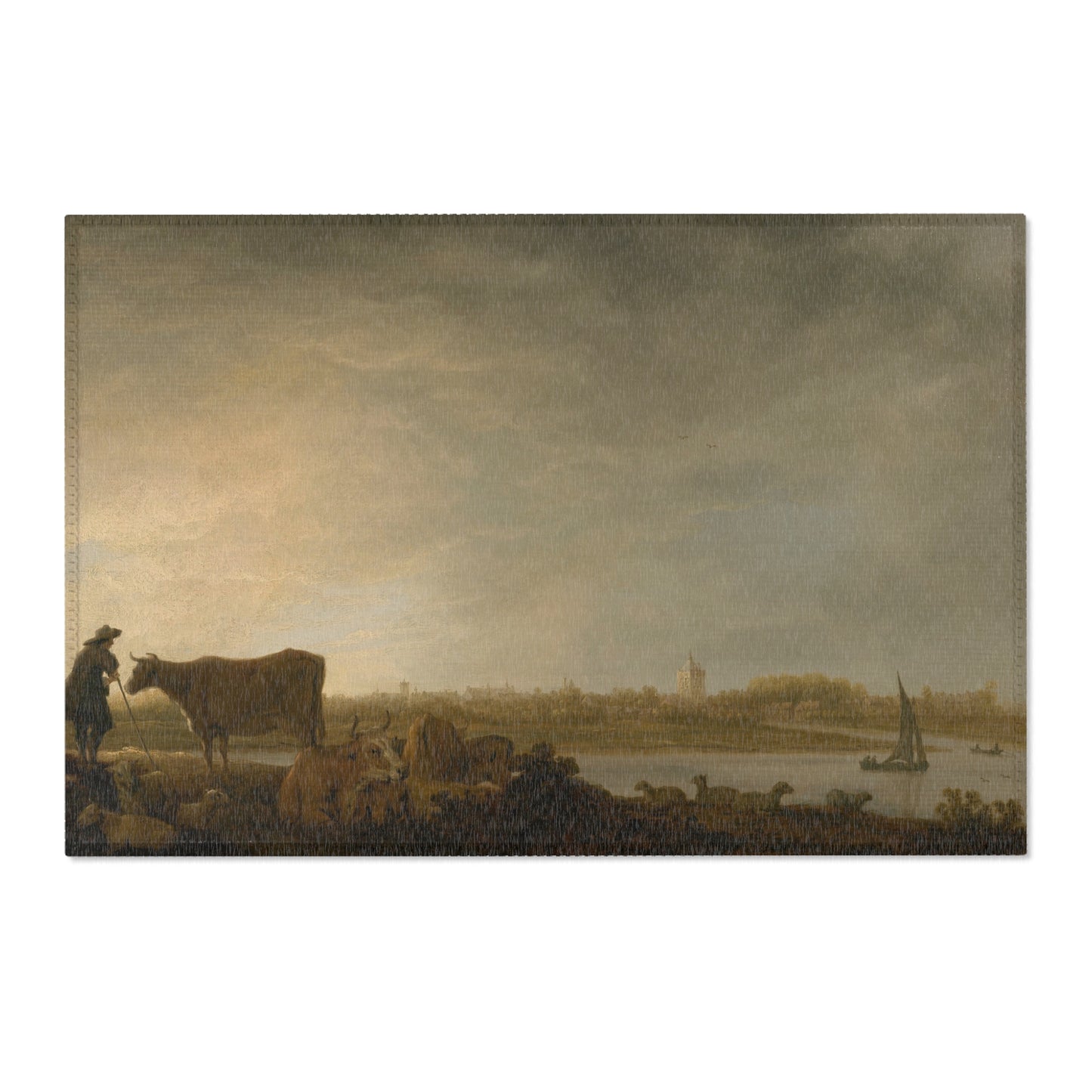 Aelbert Cuyp - A View of Vianen with a Herdsman and Cattle by a River | Area Rug