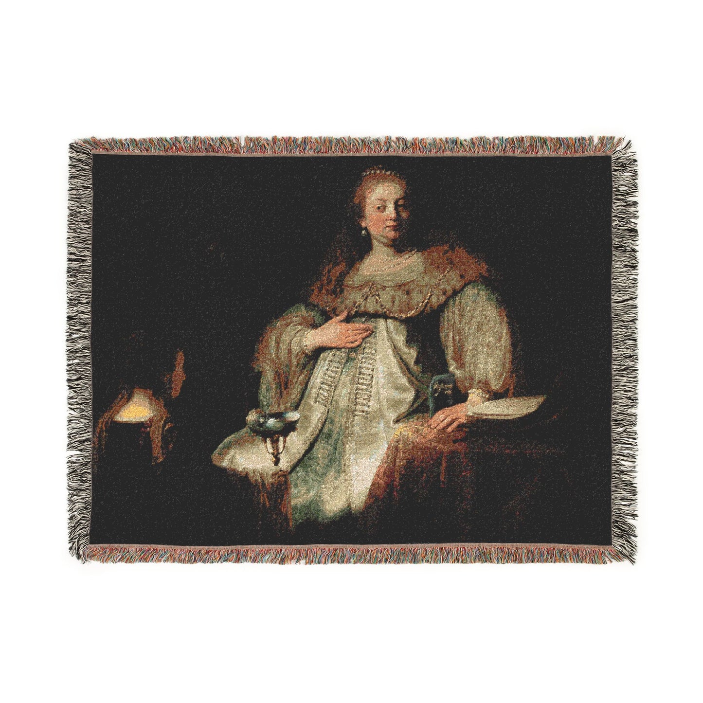 Judith at the Banquet of Holofernes (previously known as Artemisia), by Rembrandt, from Prado in Google Earth | Woven Tapestry Blanket