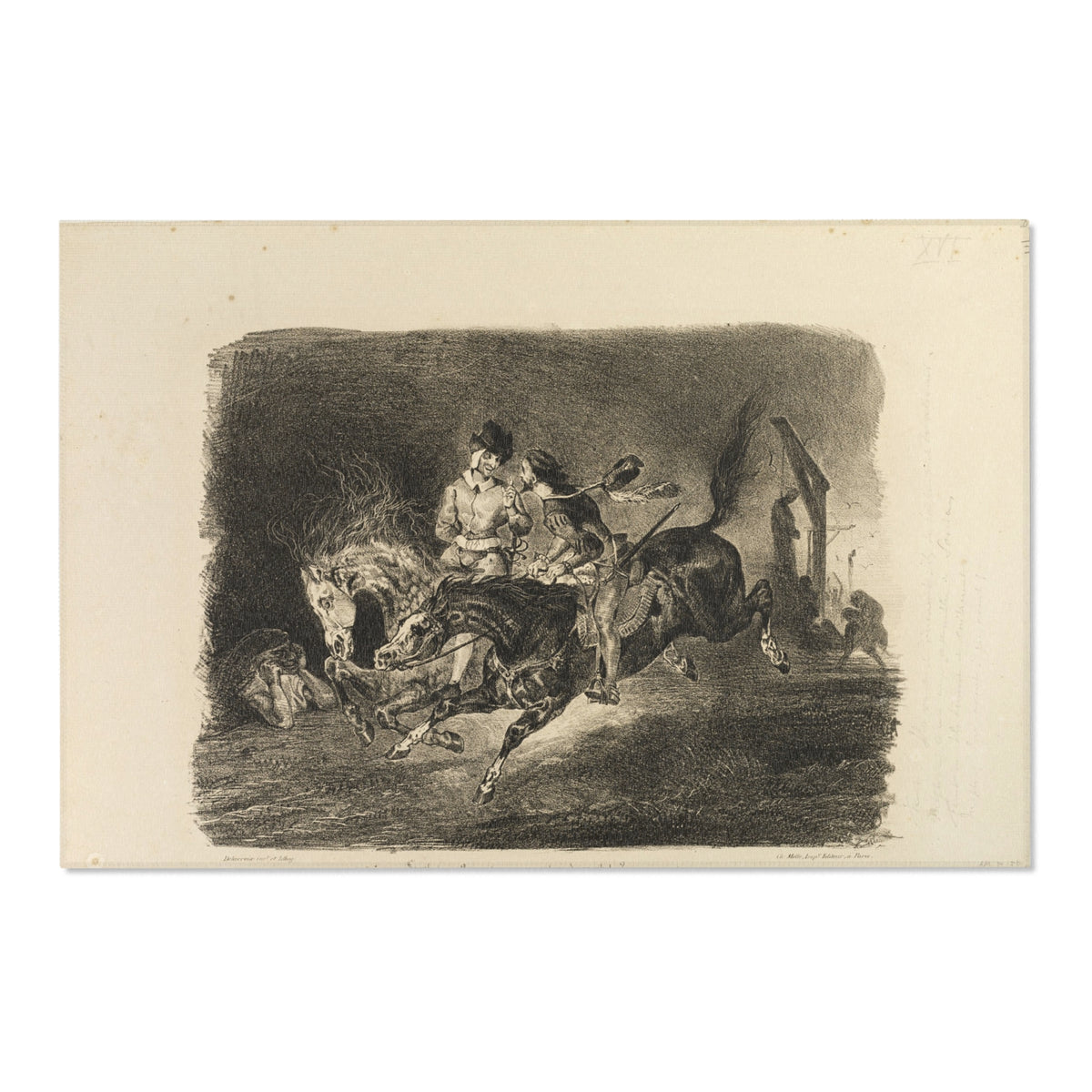 Faust and Mephistopheles Galloping Through — Delacroix Area Rug