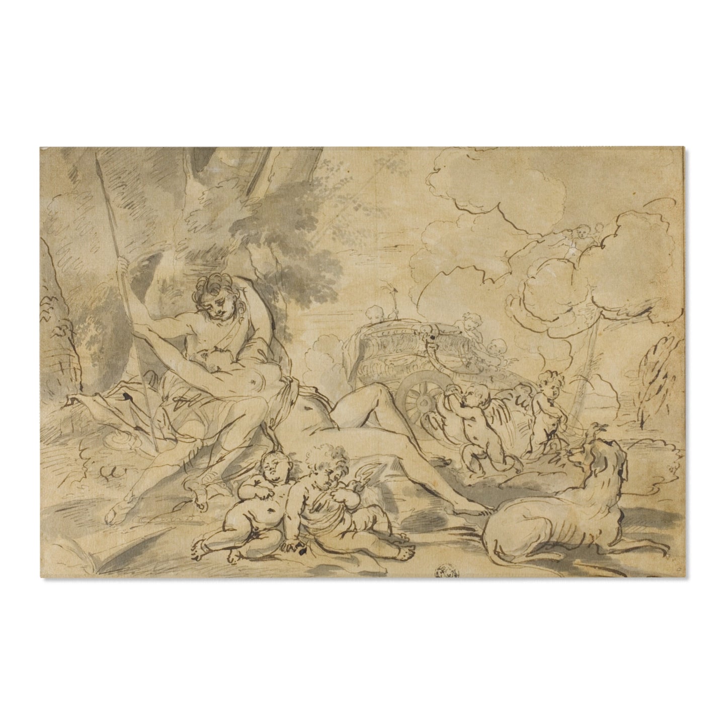 Nicolas Poussin - Figures, Chariot and Dog | Area Rug