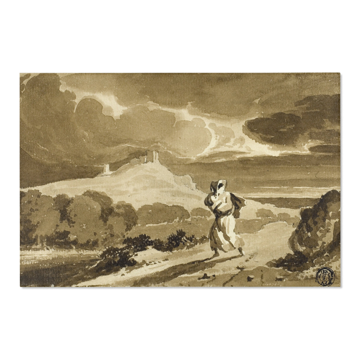 Woman with Baby Fleeing Across Moors — Constable Area Rug