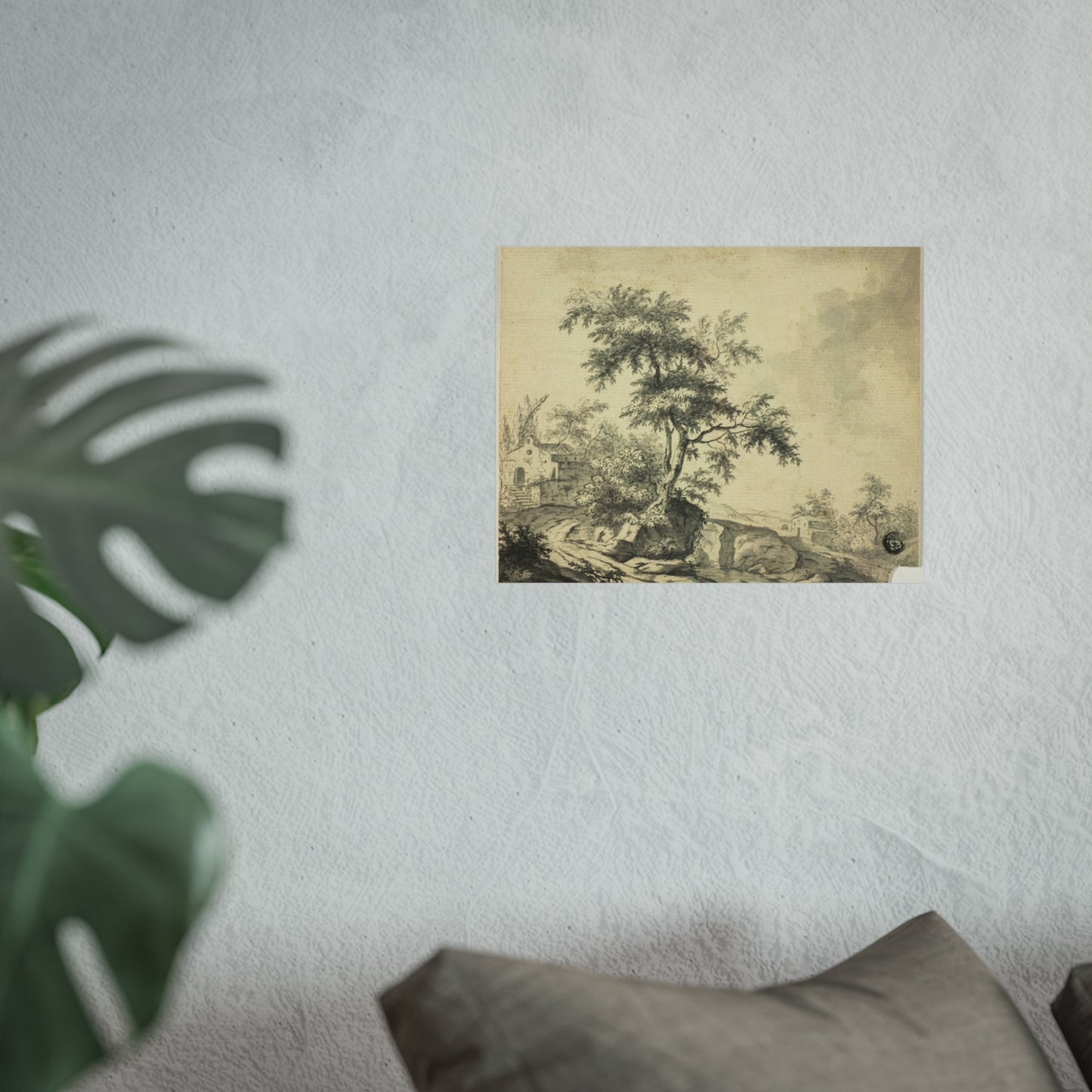 Jacob van Ruisdael - Landscape with Tree on Road to Buildings | Fine Art Poster