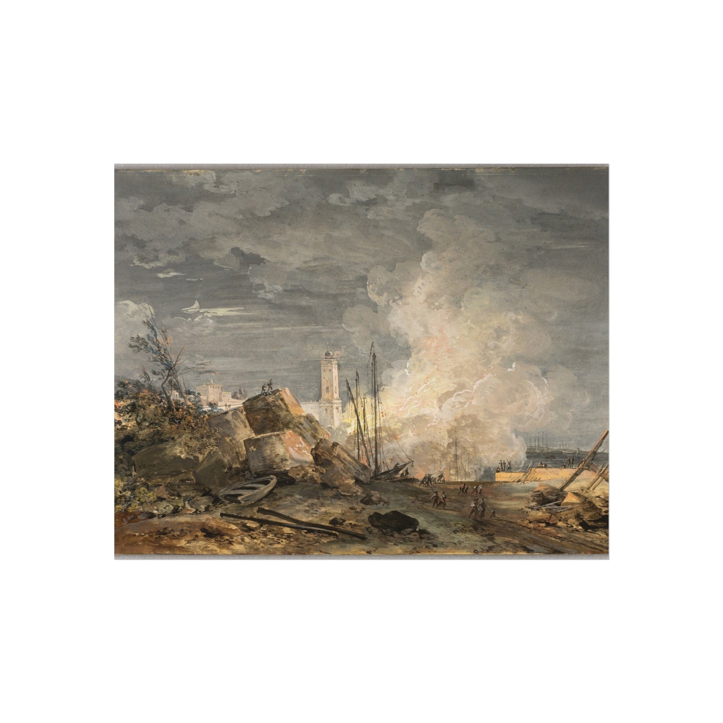 Louis Gabriel Moreau - Fire in the Port | Fine Art Poster