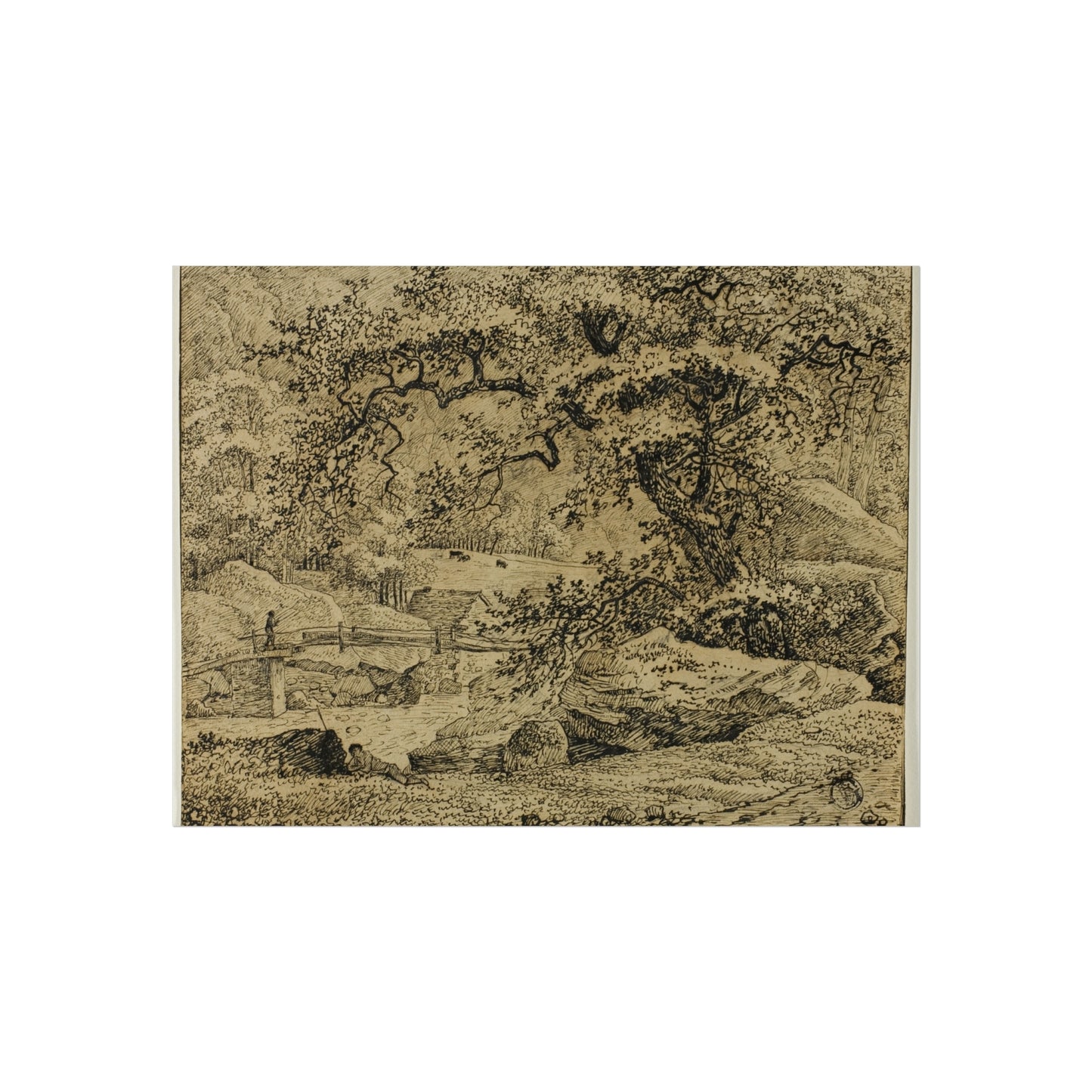 Jacob van Ruisdael - Landscape with Figure Resting Under Tree by Stream | Fine Art Poster